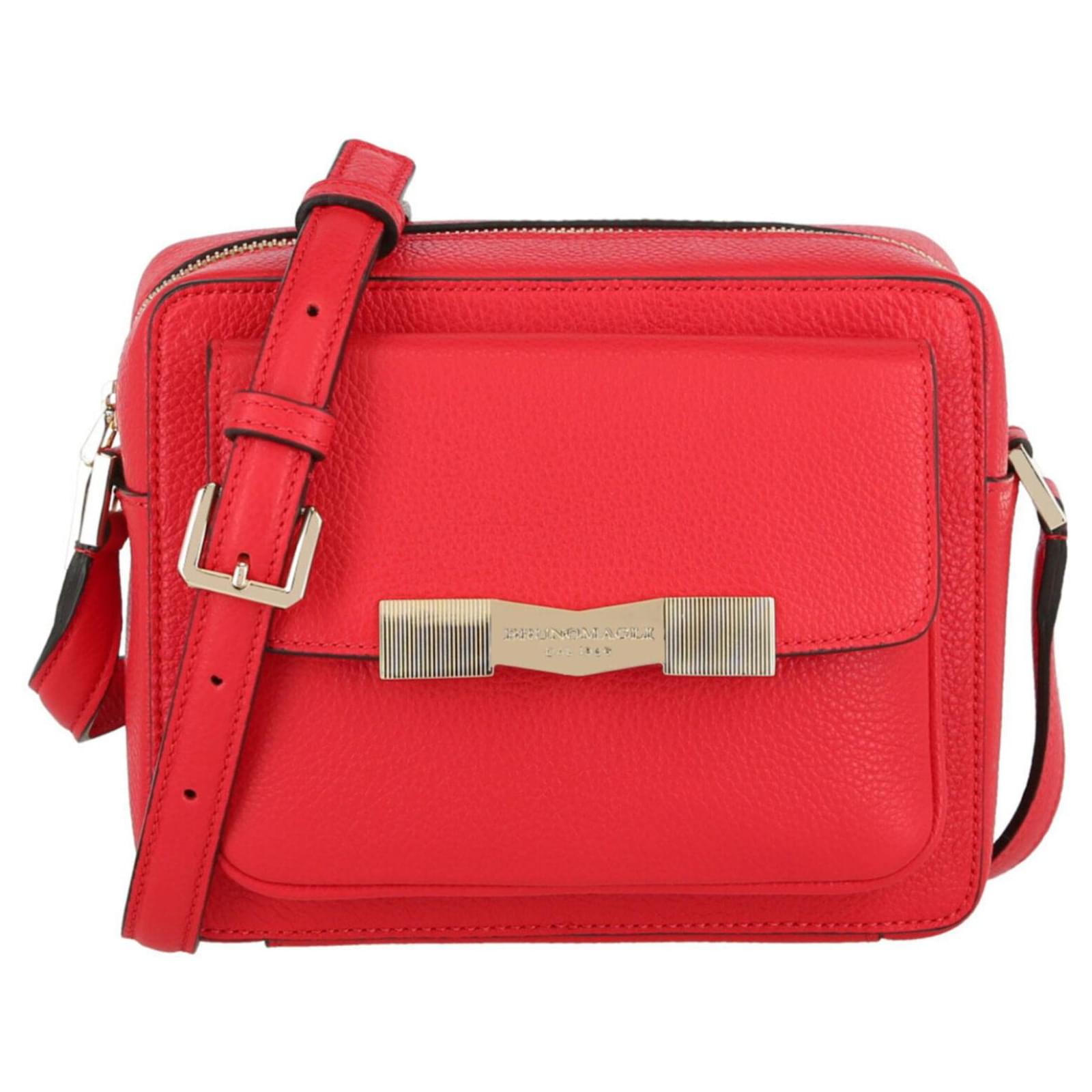 Bruno Magli Chiseled M Pebbled Leather Camera Bag Red ref.367843 - Joli ...