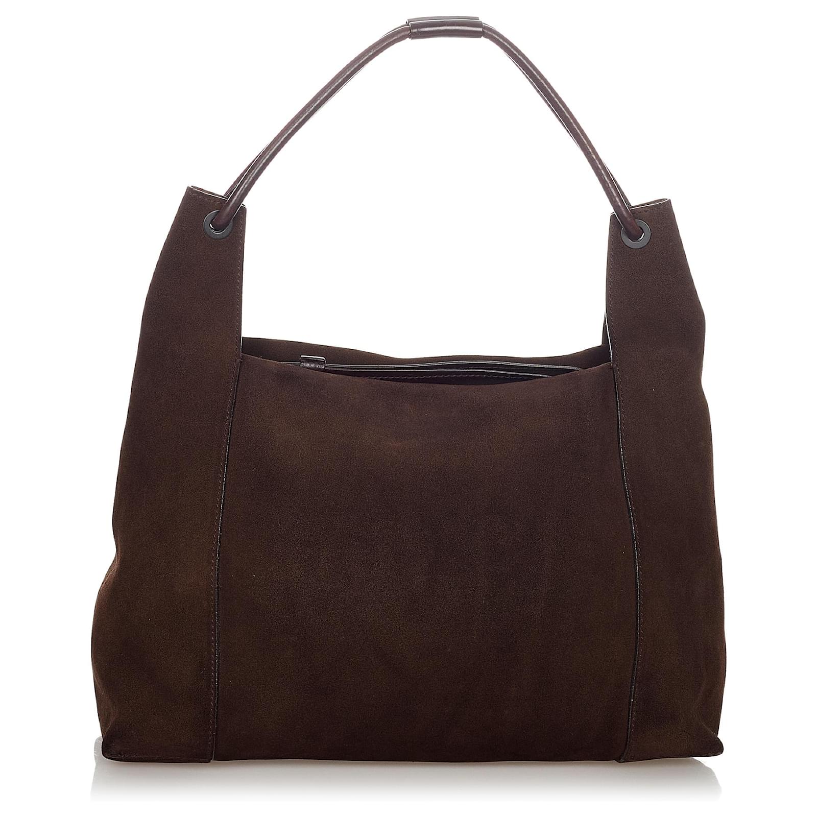 Gucci Brown Suede Shoulder Bag Dark brown Leather ref.367891 - Joli Closet