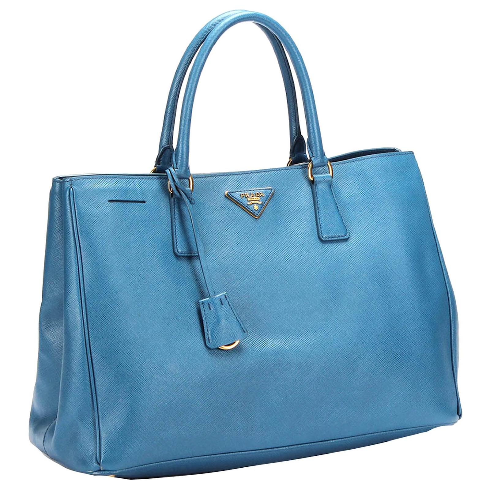 Prada Blue Mini Saffiano Galleria Leather Pony-style calfskin ref.786893 -  Joli Closet