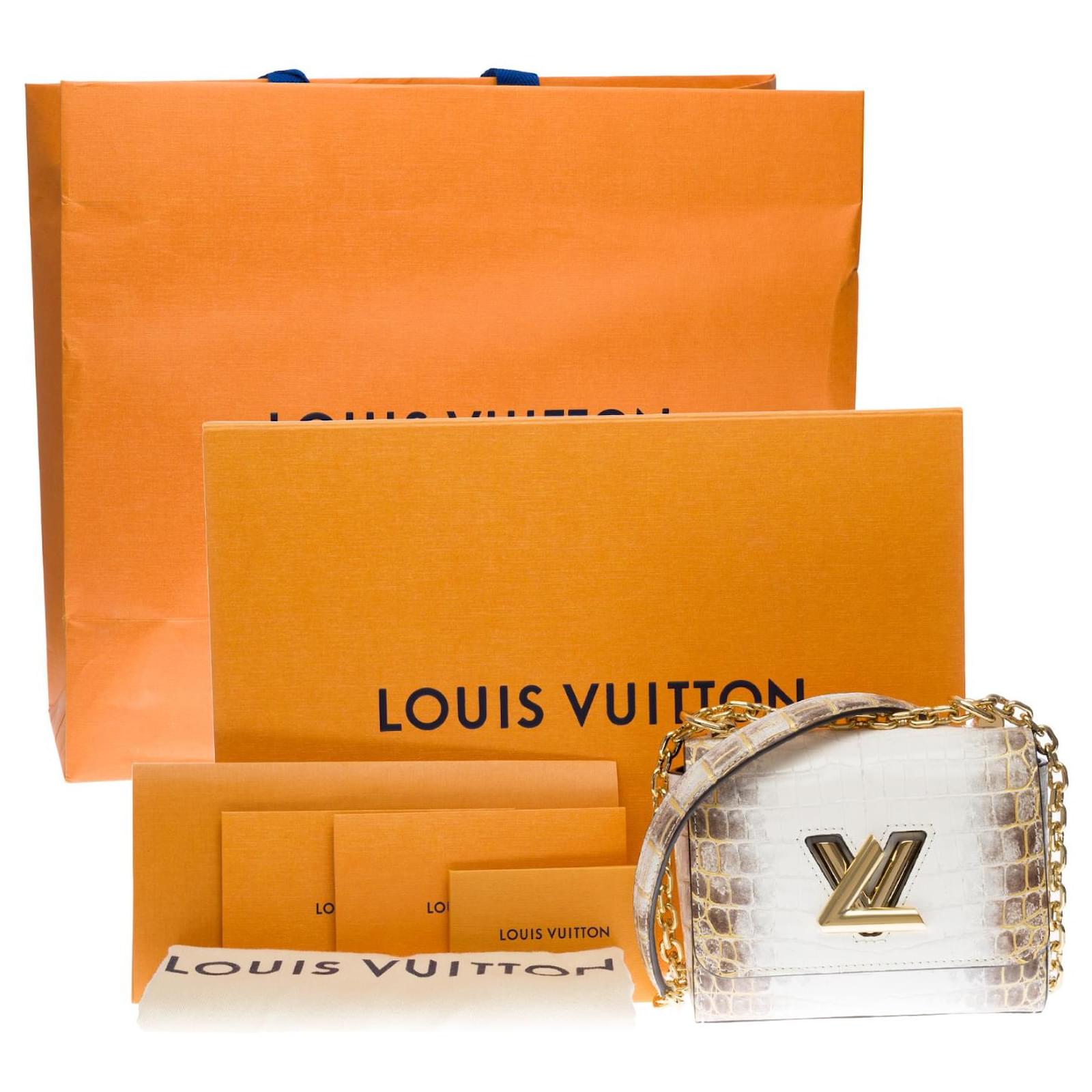 NEW Louis Vuitton Mini Twist shoulder bag in White Crocodile leather and GHW