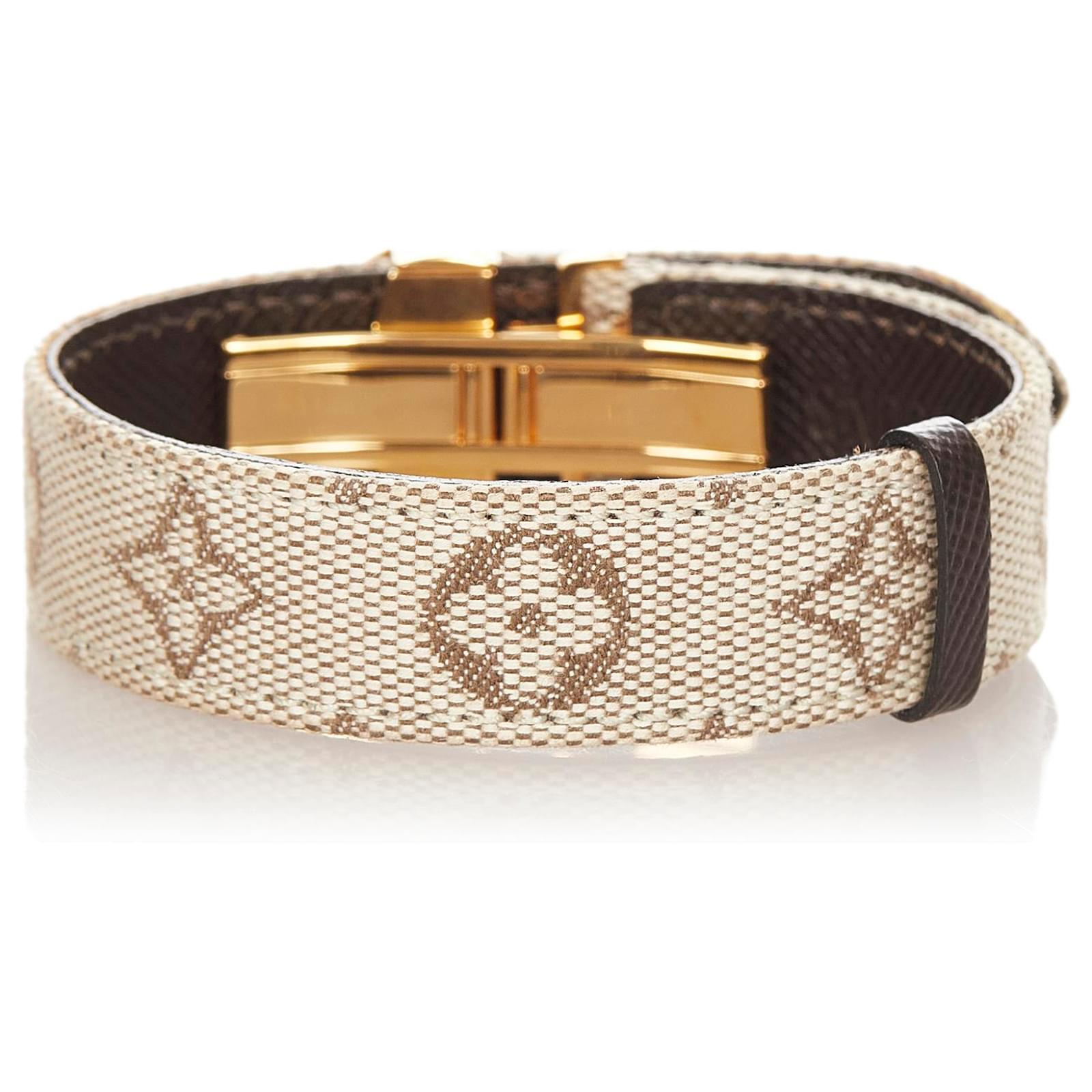 Louis Vuitton Gray Monogram Mini Lin Good Luck Bracelet Golden