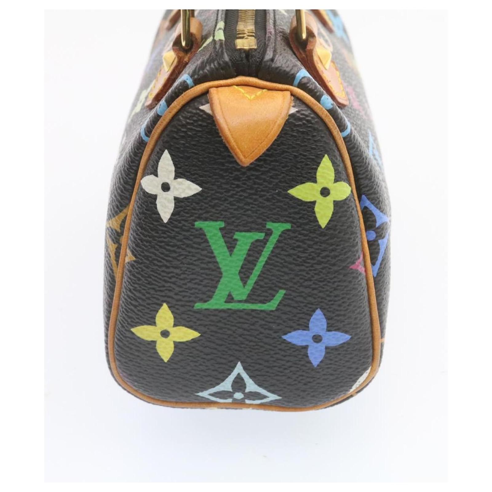 LOUIS VUITTON Monogram Multicolor Mini Speedy Hand Bag Black M92644 Auth