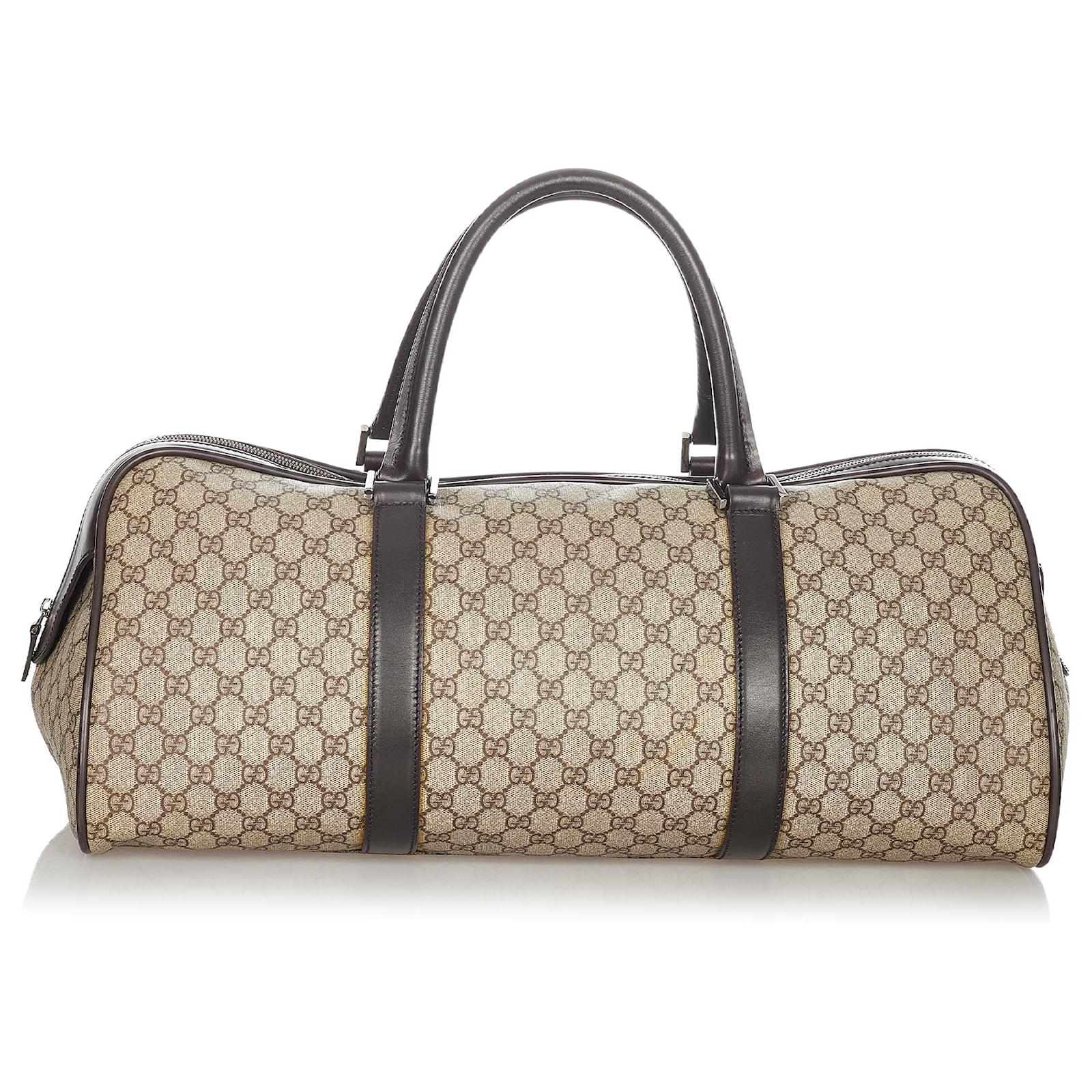 Borsa da viaggio Gucci in tessuto GG Supreme marrone Beige Marrone scuro  Pelle Tela Vitello simile a un vitello Panno ref.371355 - Joli Closet