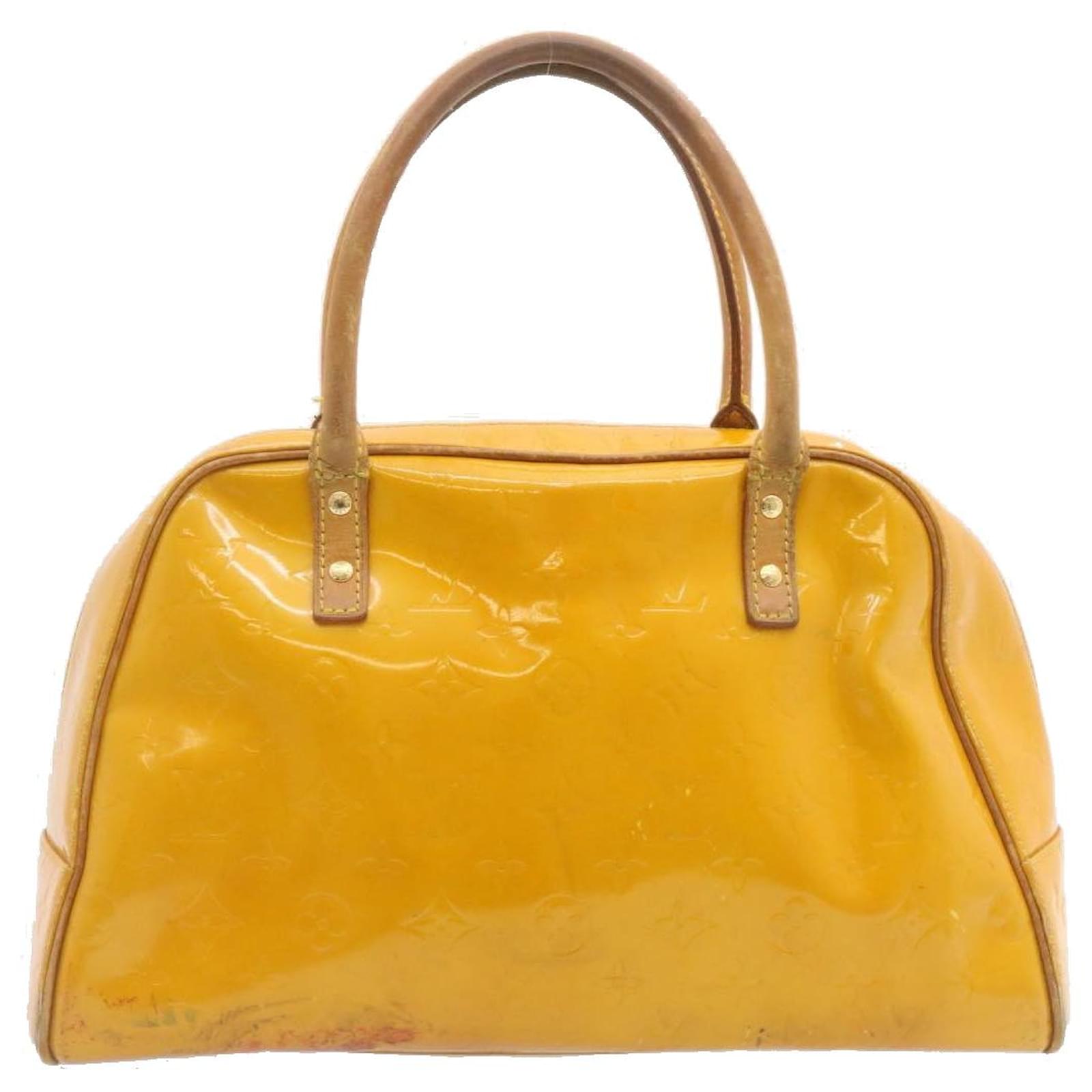 LOUIS VUITTON Borsa a mano quadrata con monogramma Vernis Tompkins Giallo  M91102 auth 24984 Pelle verniciata ref.372158 - Joli Closet