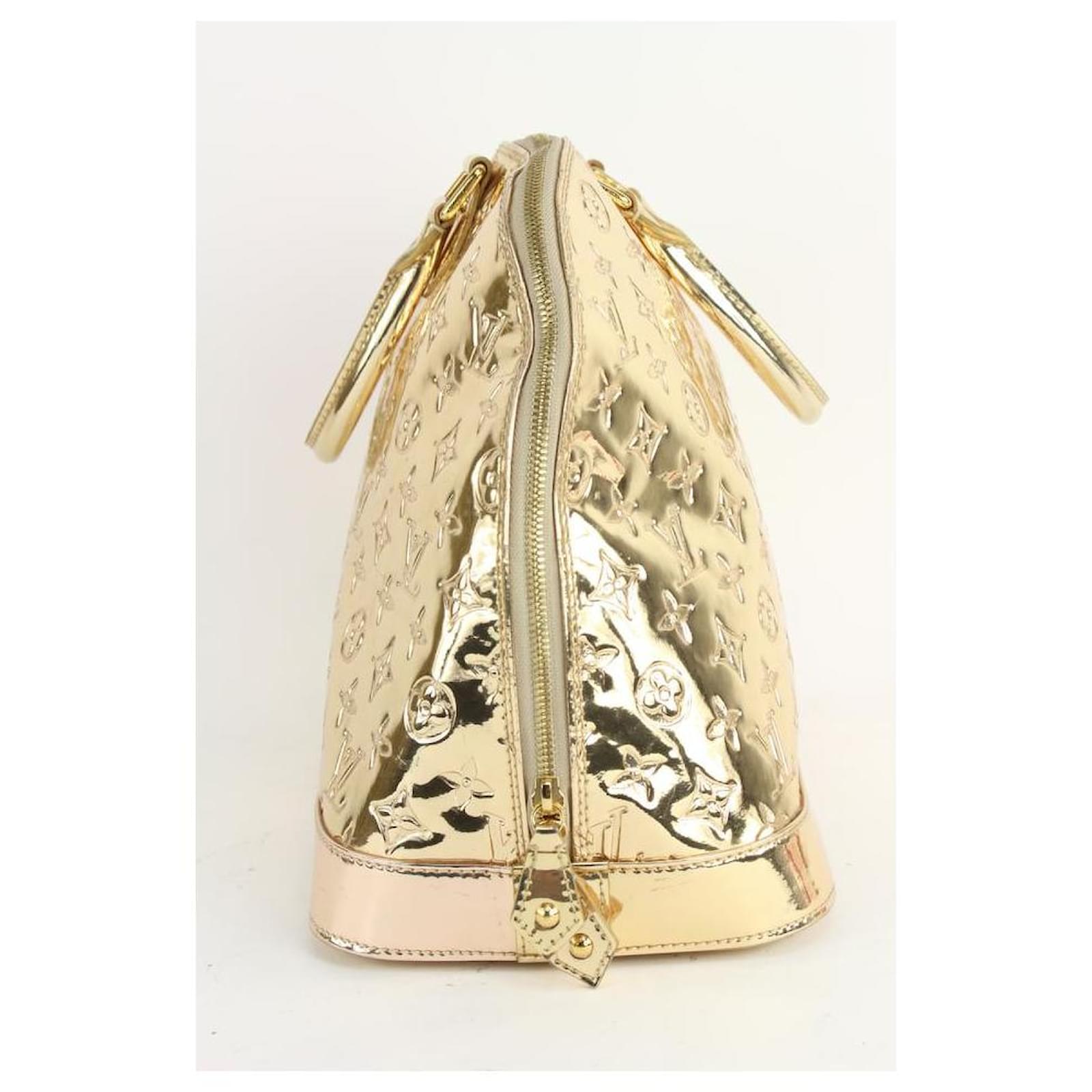 Louis Vuitton Gold Monogram Vernis Miroir Alma GM Dome Bag Leather White  gold ref.372231 - Joli Closet