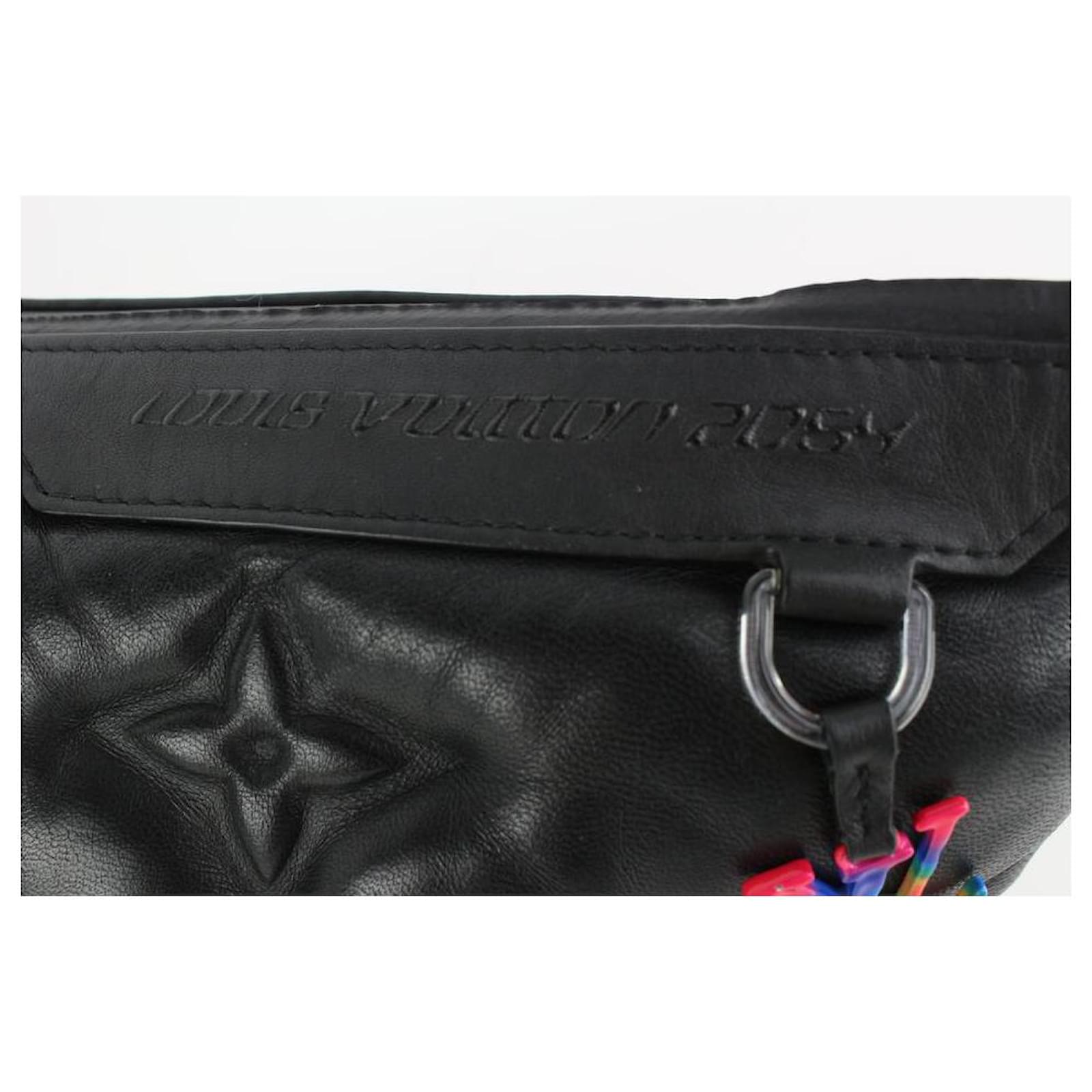 Louis Vuitton Virgil Abloh Black Quilted Leather Puffer A4 Pochette Pouch  1lv917