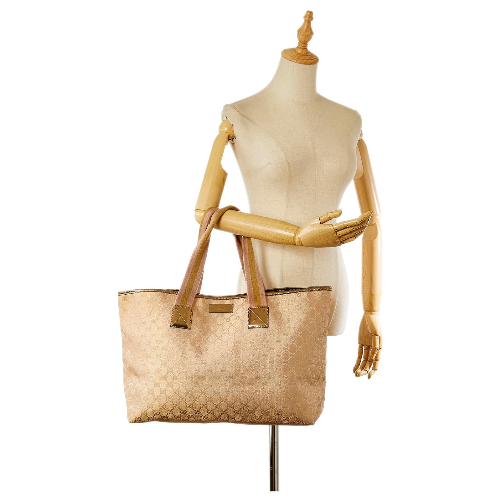 GUCCI 267474 GG Canvas Tote Bag Gold w/Dust bag