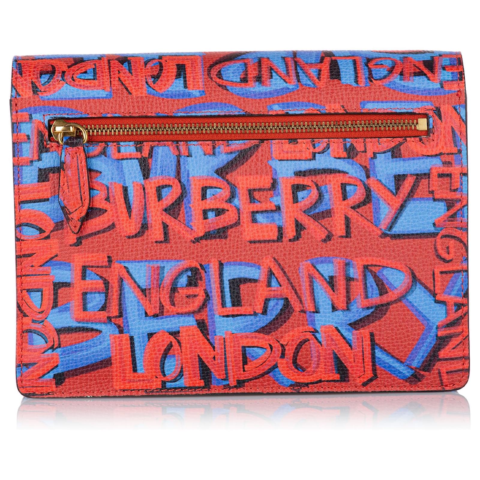 Burberry Black Graffiti Banner Leather Crossbody Bag Multiple