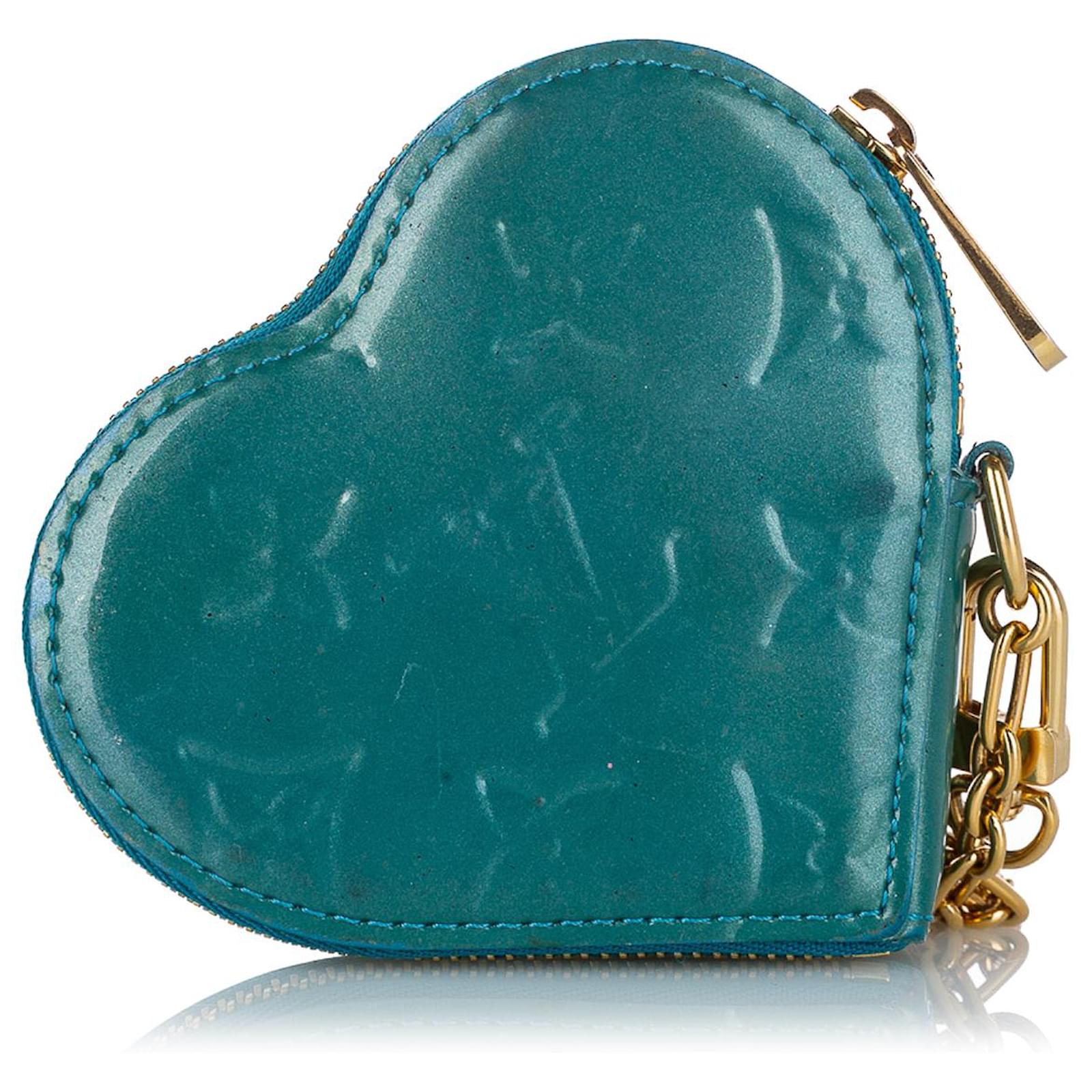 Louis Vuitton Blue Monogram Vernis Heart Coin Purse Light blue