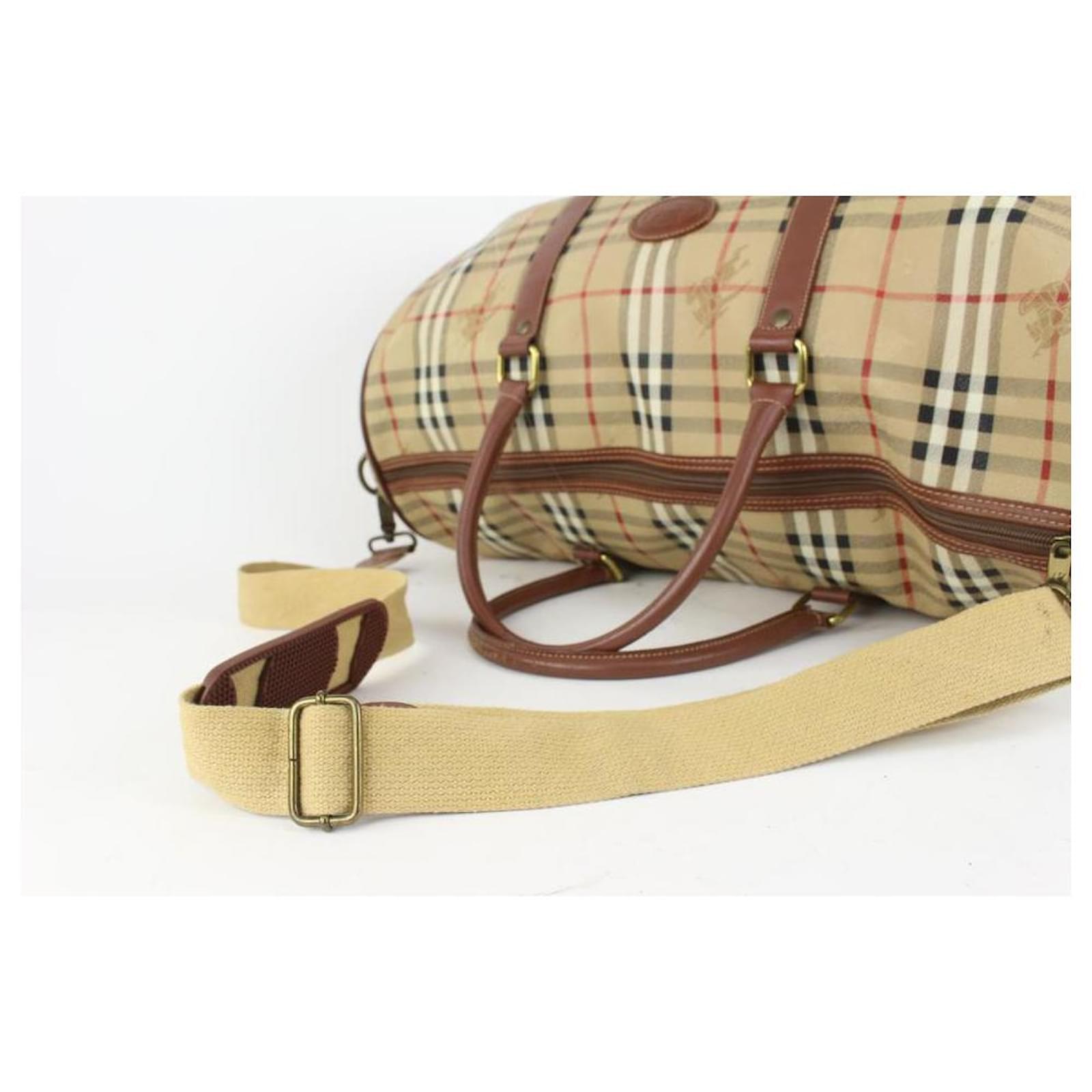 Burberry Beige Nova Check Boston Duffle Bag with Strap 42b324s