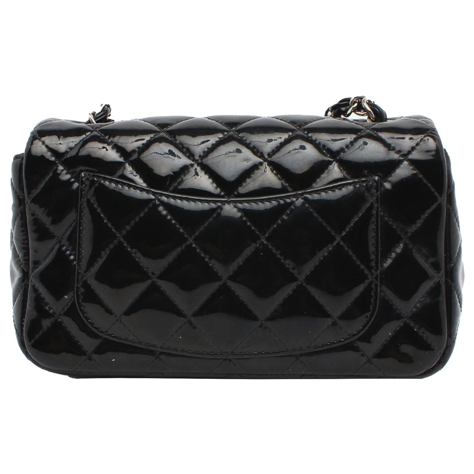 Chanel Black Classic Mini Rectangular Patent Leather Flap Bag ref ...