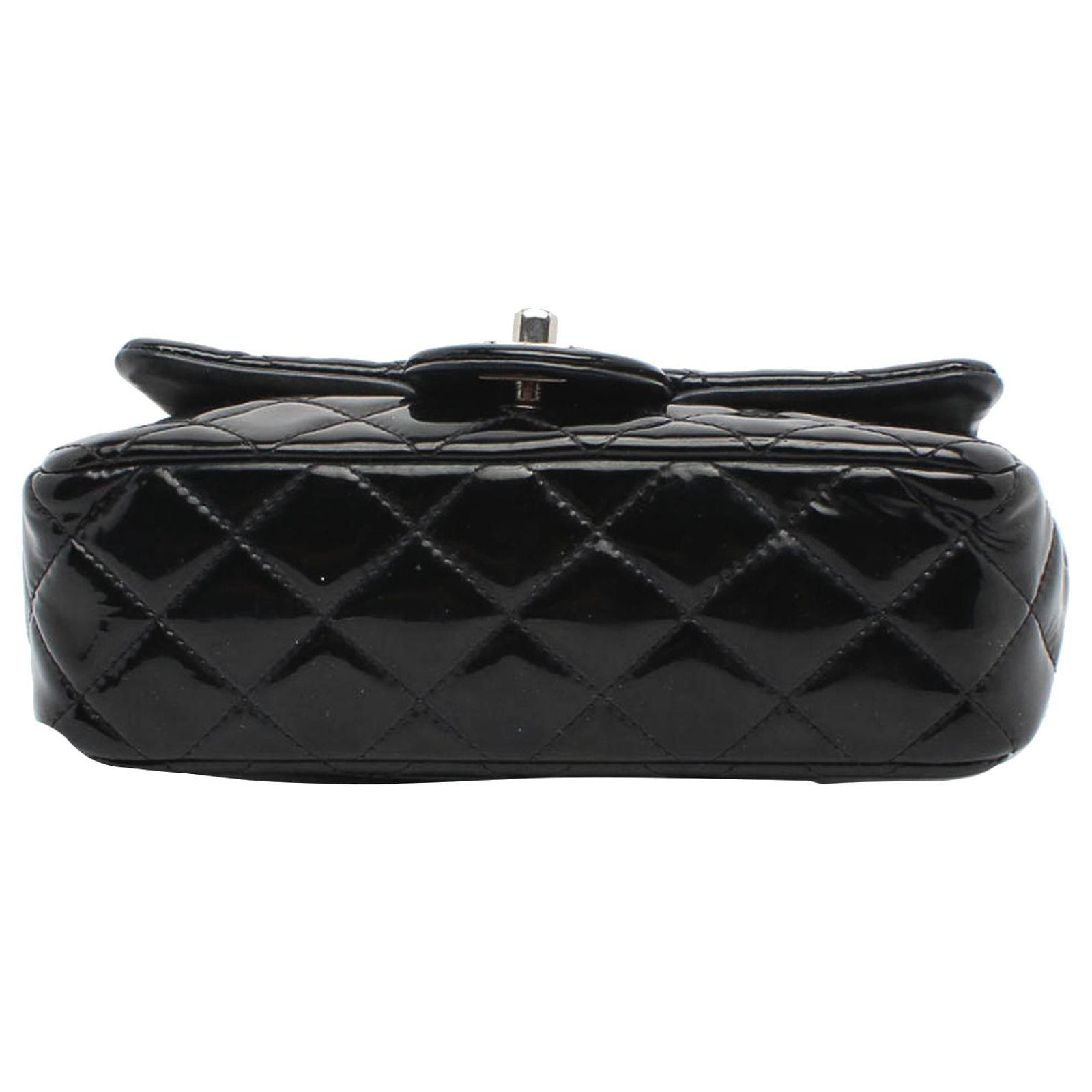 Chanel Black Classic Mini Rectangular Patent Leather Flap Bag ref ...
