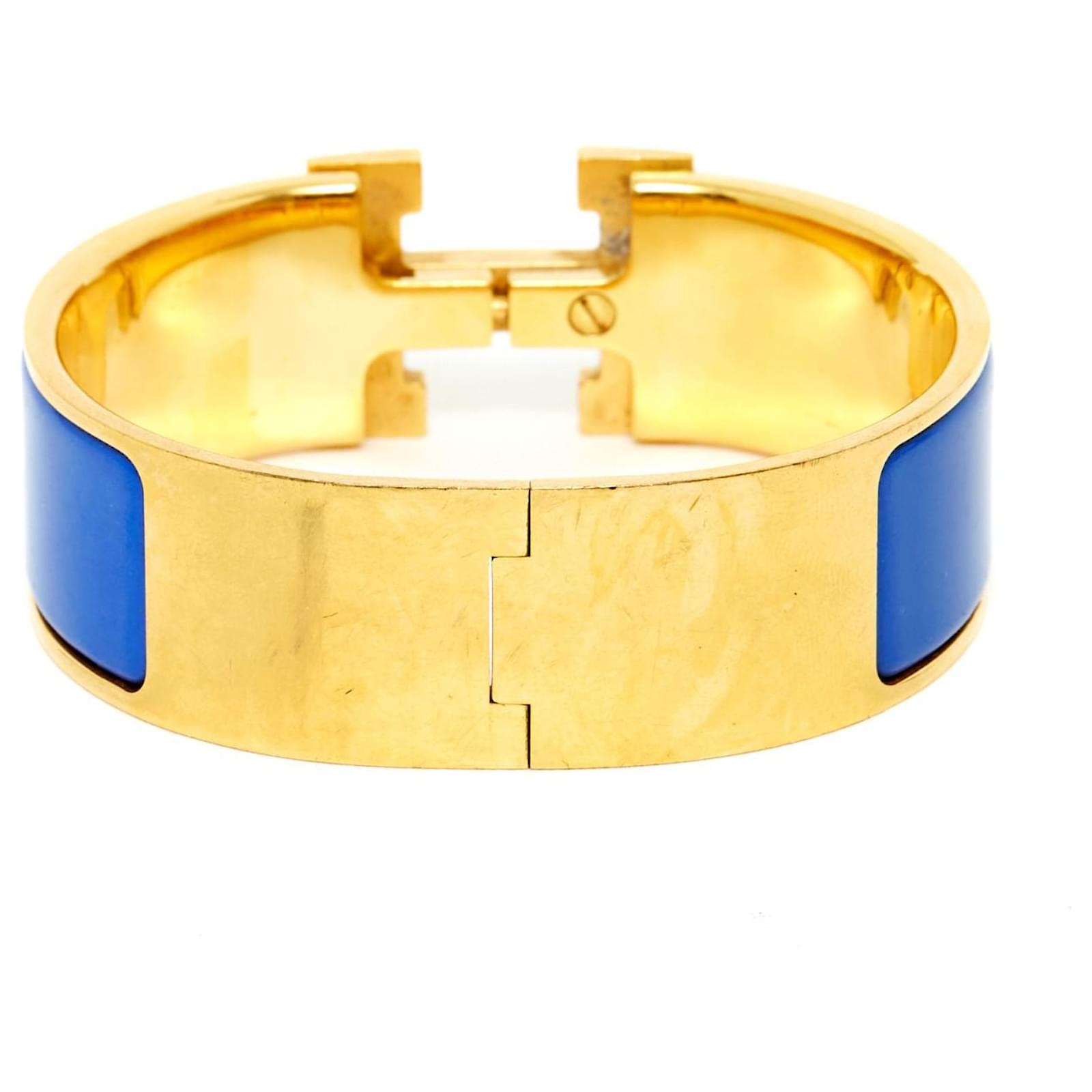Hermès CLIC H LARGE PM GOLD BLUE FLAG Golden Metal ref.374319 - Joli Closet