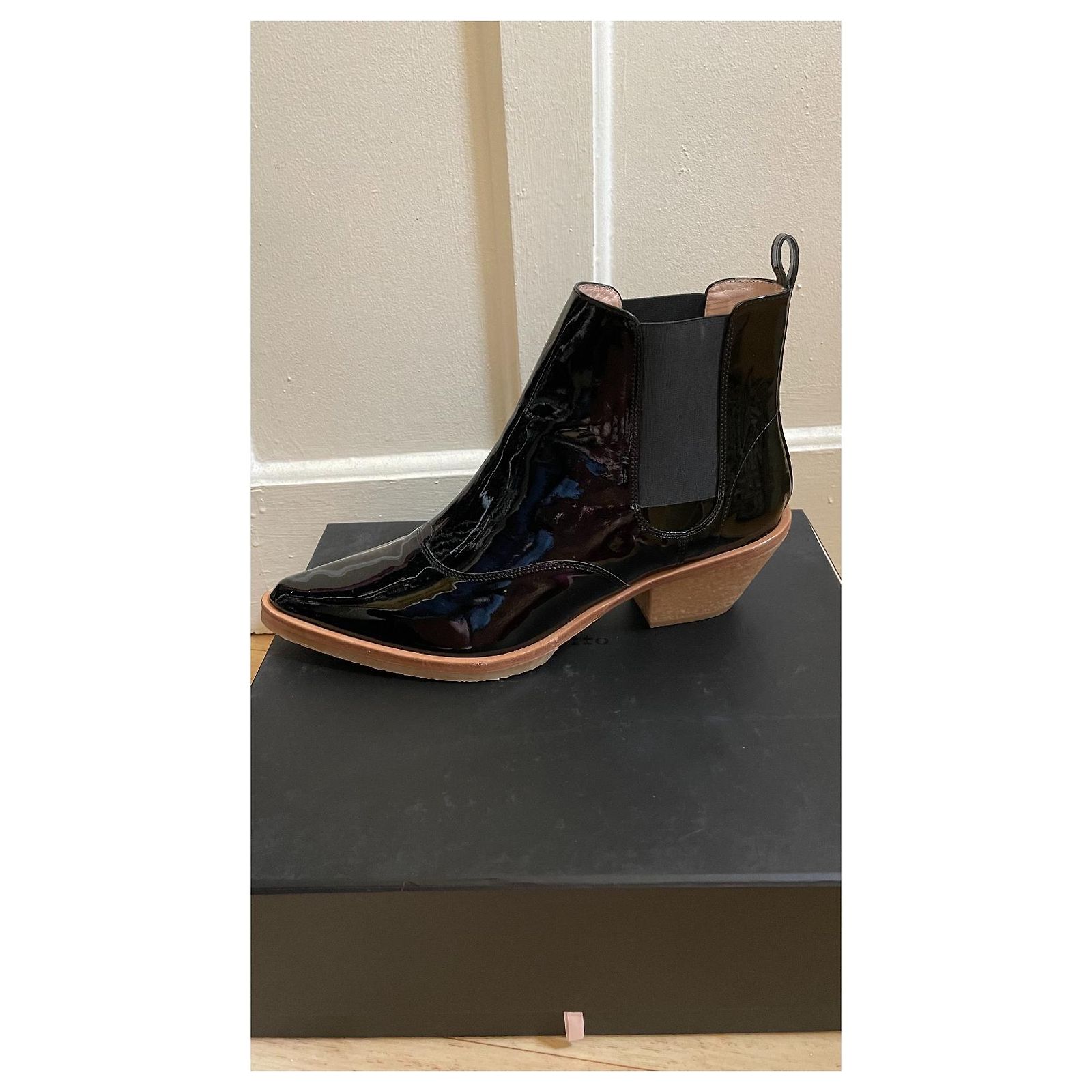Bottines REPETTO En Velours De Cuir De Chèvre Noir - Taille 37 - Talon Haut - Bottillon Femme