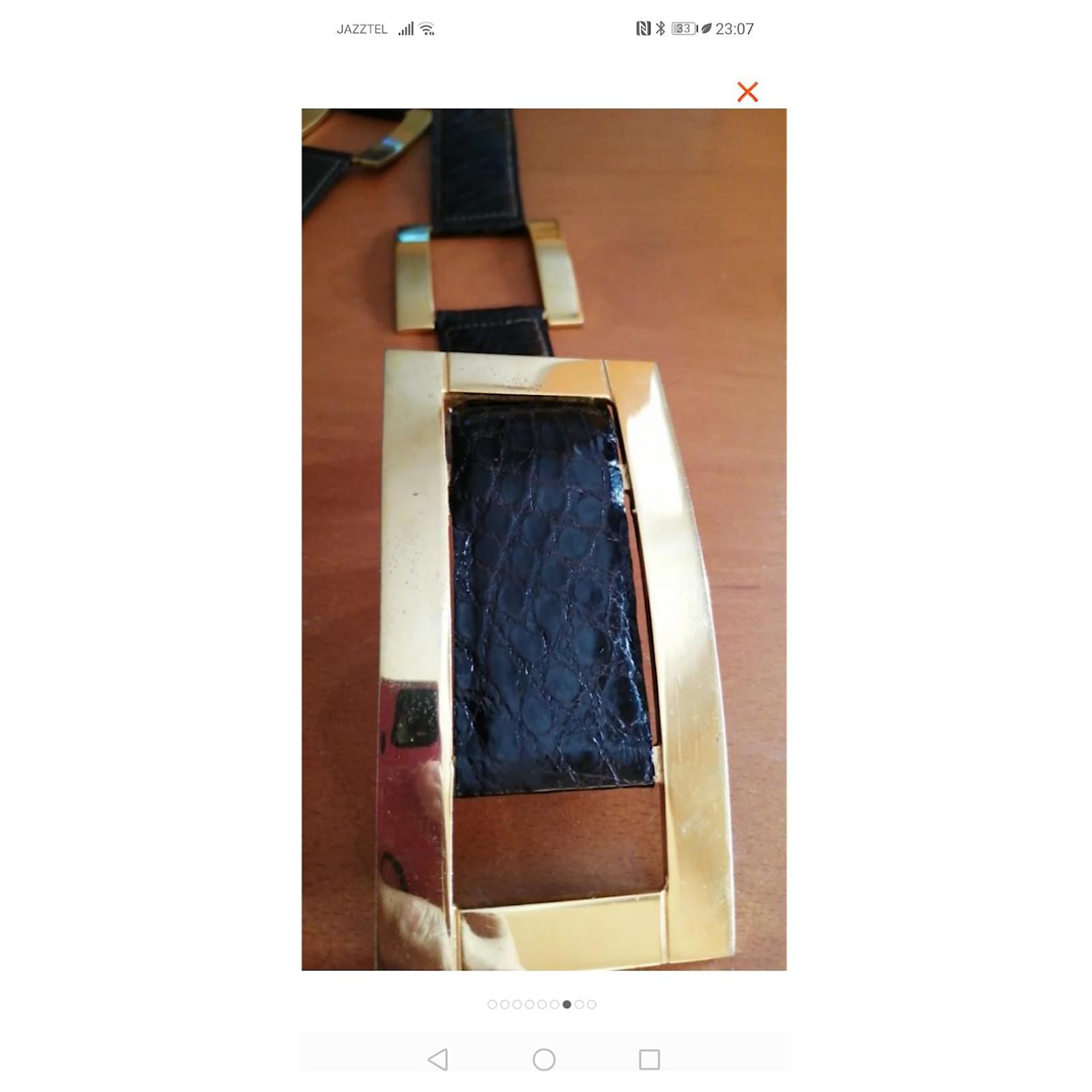 Ronald Pineau Ronald Pineau, black leather belt with golden zipper
