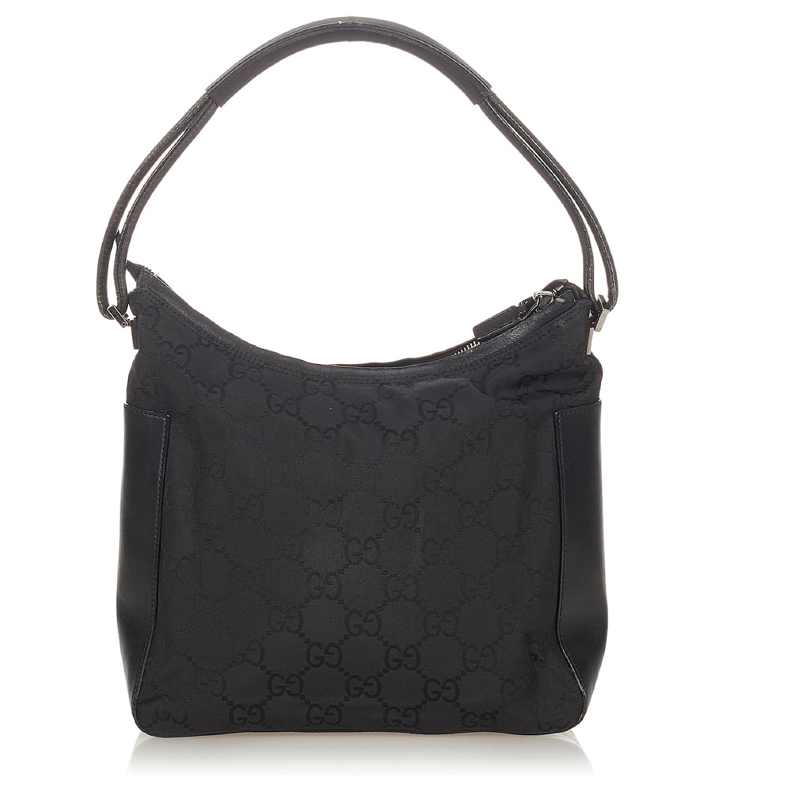 Gucci Black GG Canvas Shoulder Bag Leather Cloth Pony-style calfskin ...