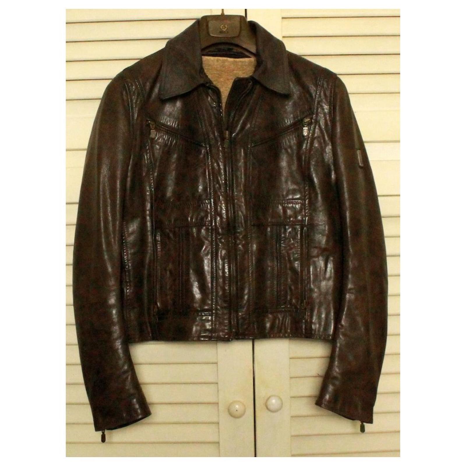 Naturaleza Rana bomba Belstaff Black Prince Edition Antique Cuero Sheepskin Leather Jacket Brown  Dark brown ref.374992 - Joli Closet