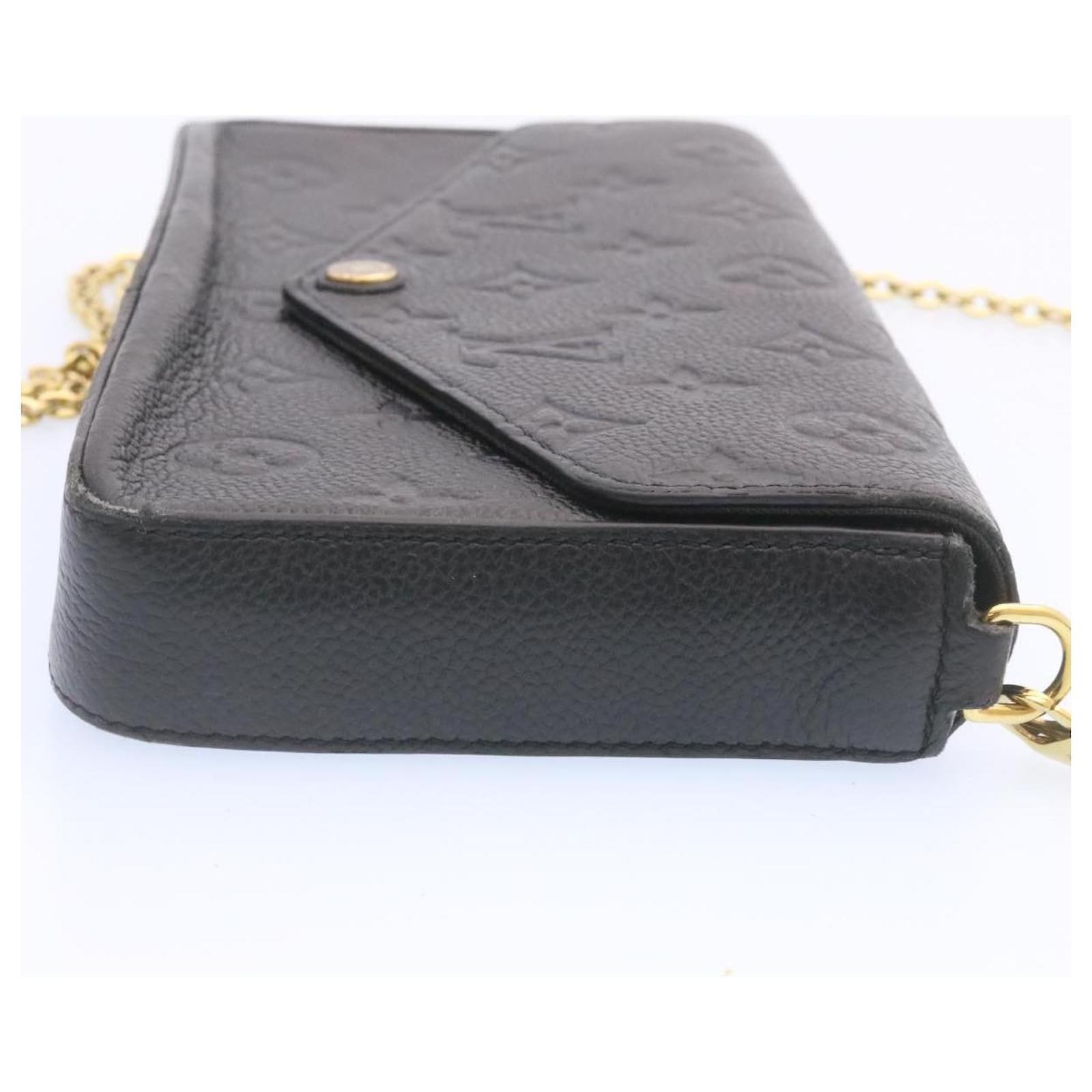 Auth Louis Vuitton Black Empreinte Leather Felicie Pochette Wallet