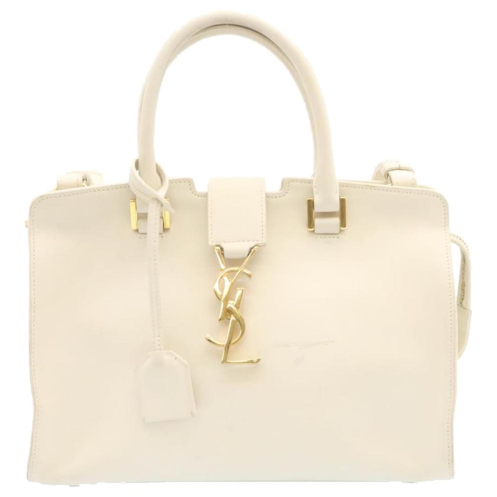 SAINT LAURENT Baby Cabas 2Way Shoulder Hand Bag White YSL Auth gt1251  Leather ref.375513 - Joli Closet