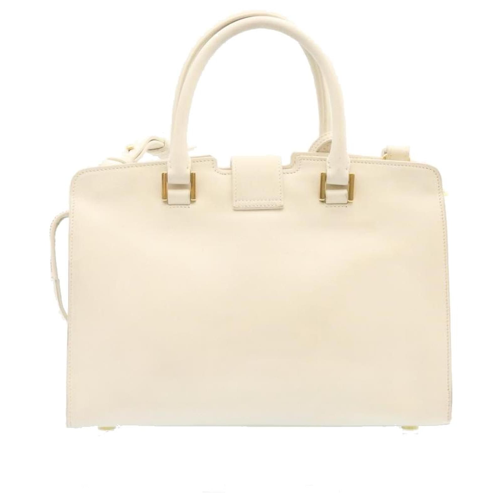 SAINT LAURENT Baby Cabas 2Way Shoulder Hand Bag White YSL Auth gt1251  Leather ref.375513 - Joli Closet