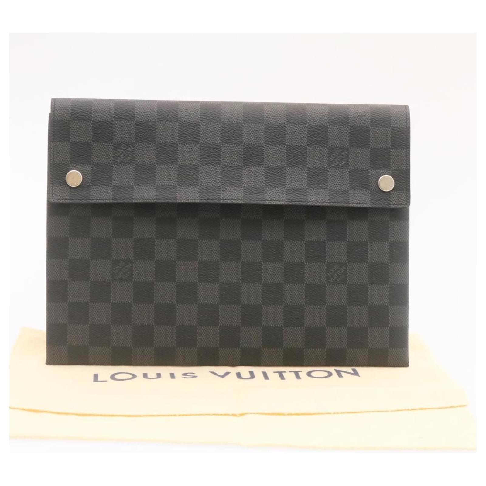 LOUIS VUITTON Damier Graphite Alpha Triple Pouch Clutch Bag N60255