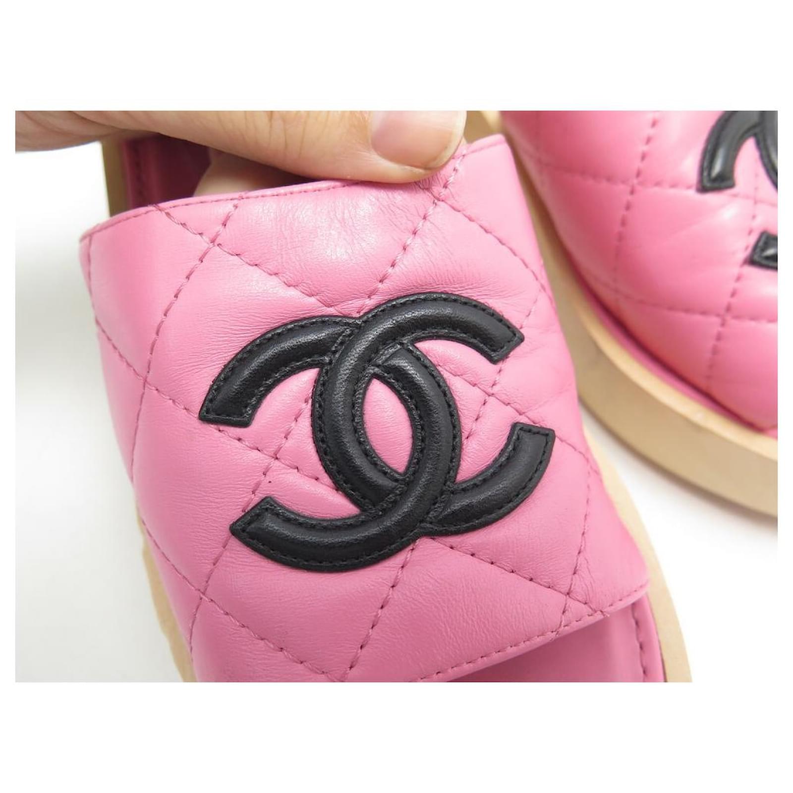 pink chanel mules