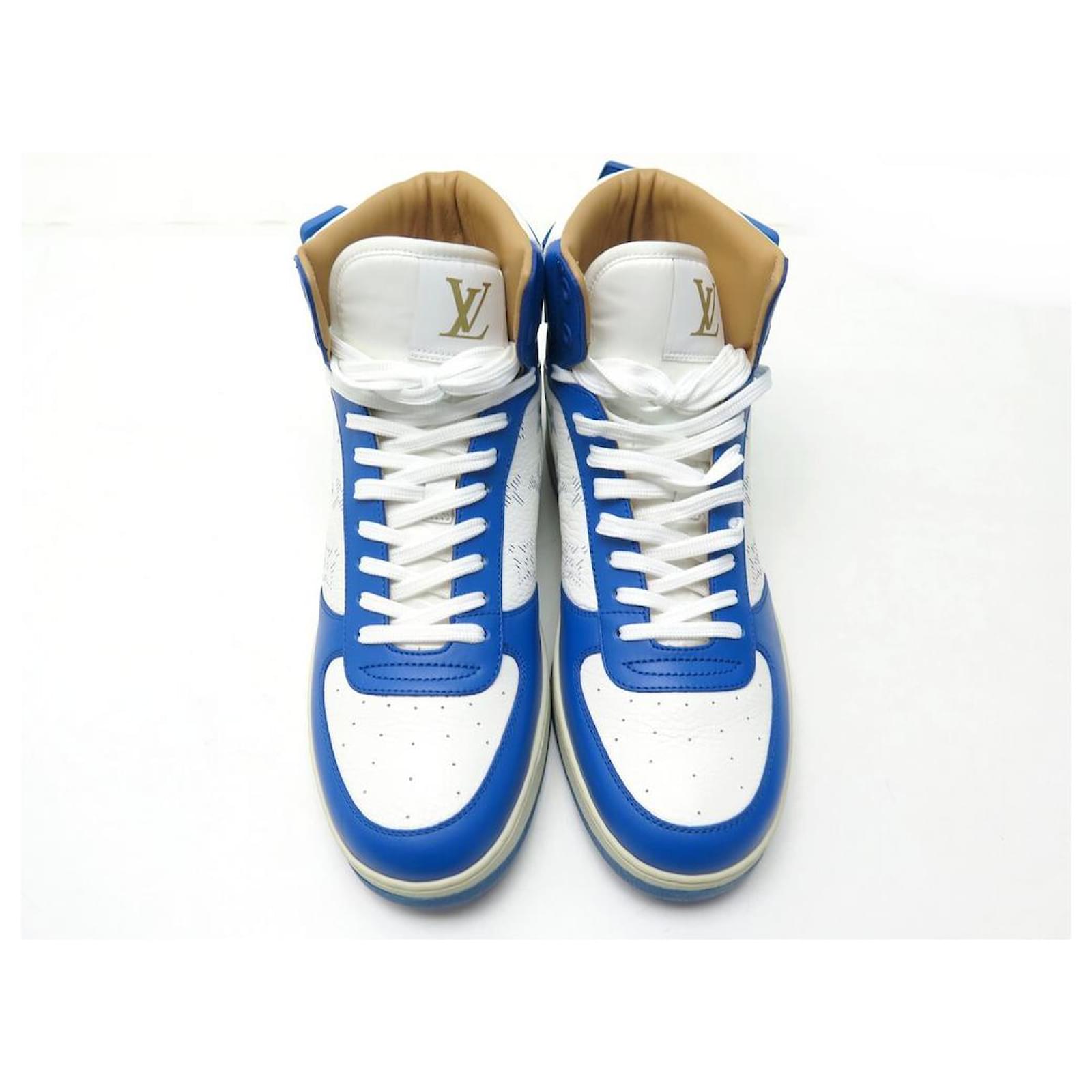 NEW LOUIS VUITTON RIVOLI SHOES 1to5EQU 5 39 BLUE LEATHER SNEAKERS
