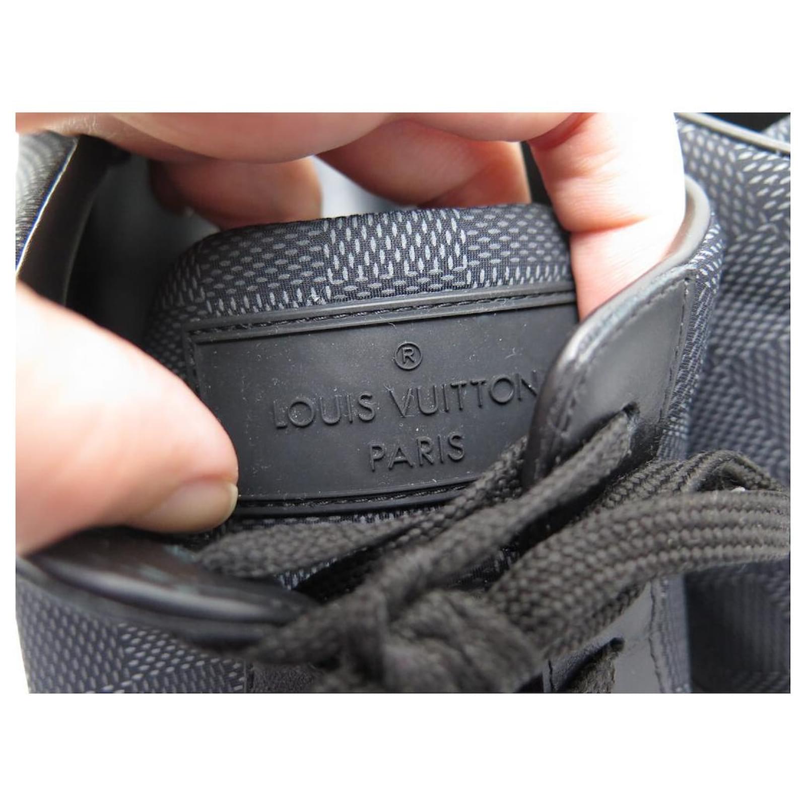LOUIS VUITTON MATCH-UP DAMIER GRAPHITE SHOES 8 42 Sneakers Sneakers Black  Leather ref.728640 - Joli Closet