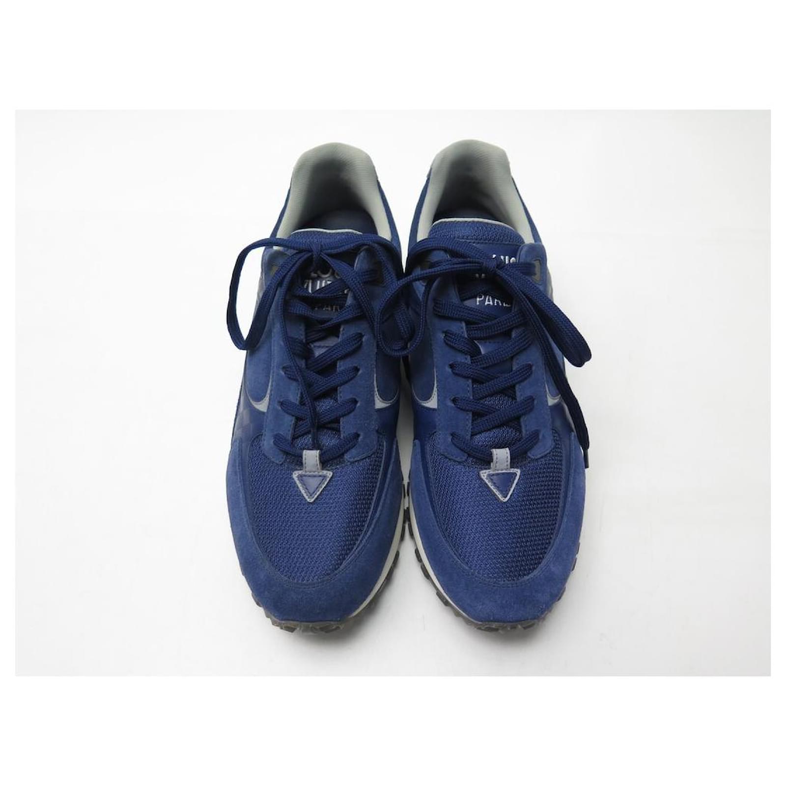 LOUIS VUITTON sneakers SHOES 7.5 41.5 NAVY BLUE CANVAS SNEAKERS