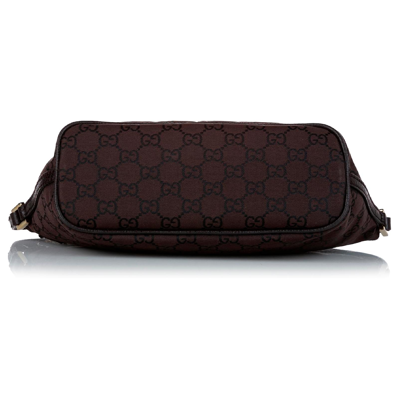 Gucci Black GG Canvas Baguette Leather Cloth Pony-style calfskin Cloth  ref.246854 - Joli Closet