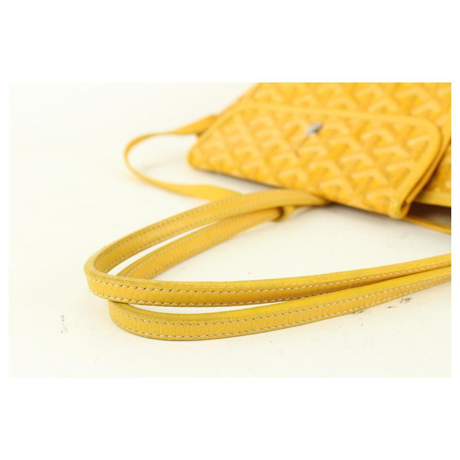 Goyard Yellow Chevron Saint Louis PM Tote Bag with Pouch 929gy99