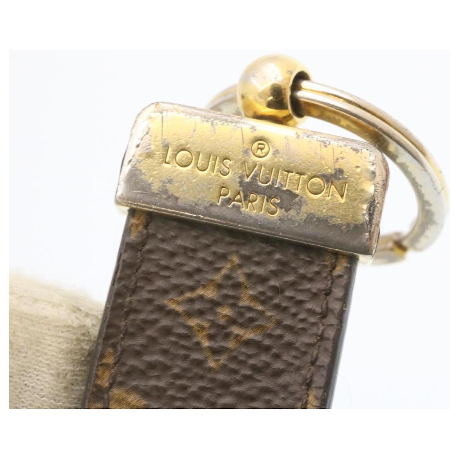 LOUIS VUITTON LOUIS VUITTON Porte-cle Dragonne Key chain ring holder M00548  leather noir Gold M00548