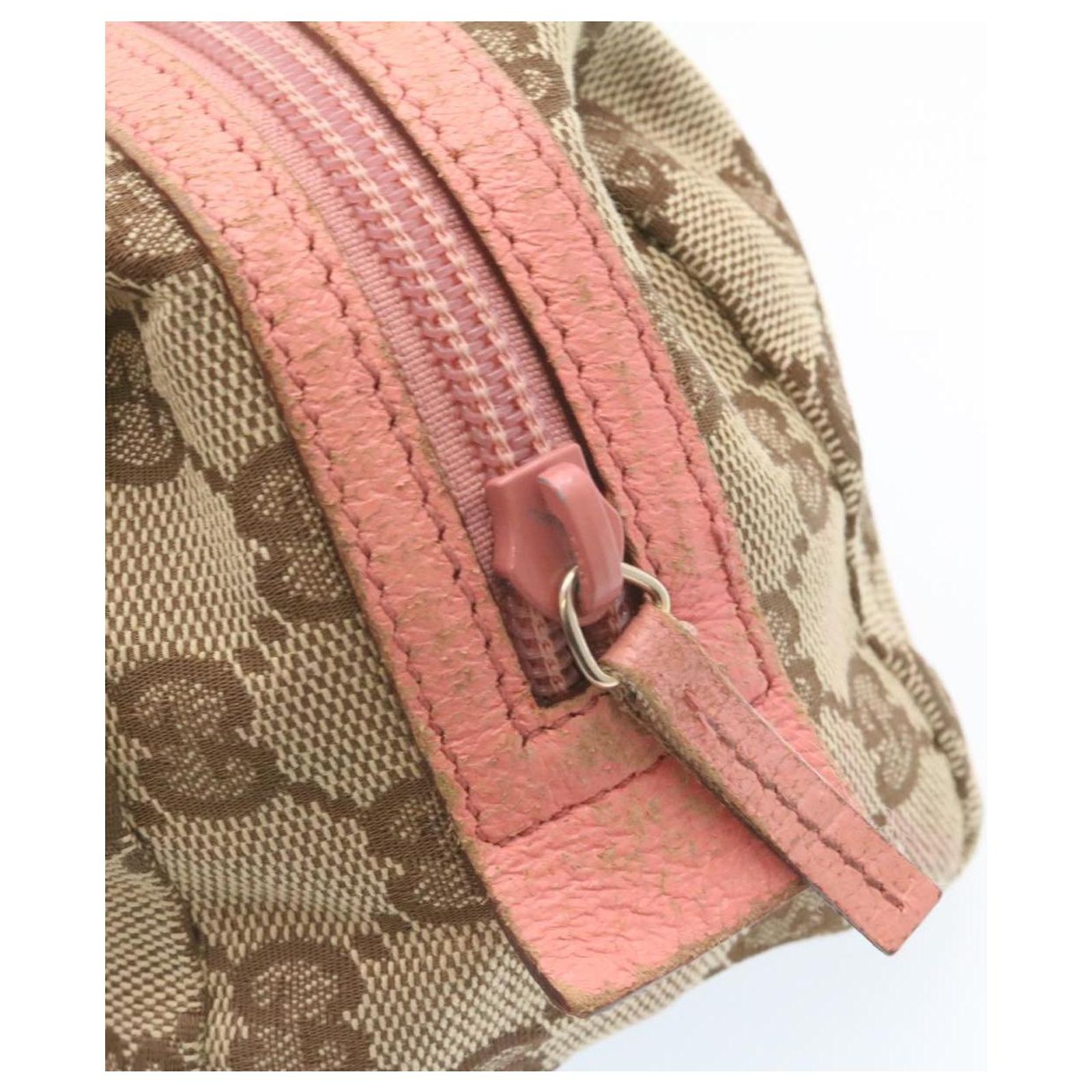 GUCCI GG Canvas Cosmetic Pouch Beige Pink Auth yk2235 Cloth ref 