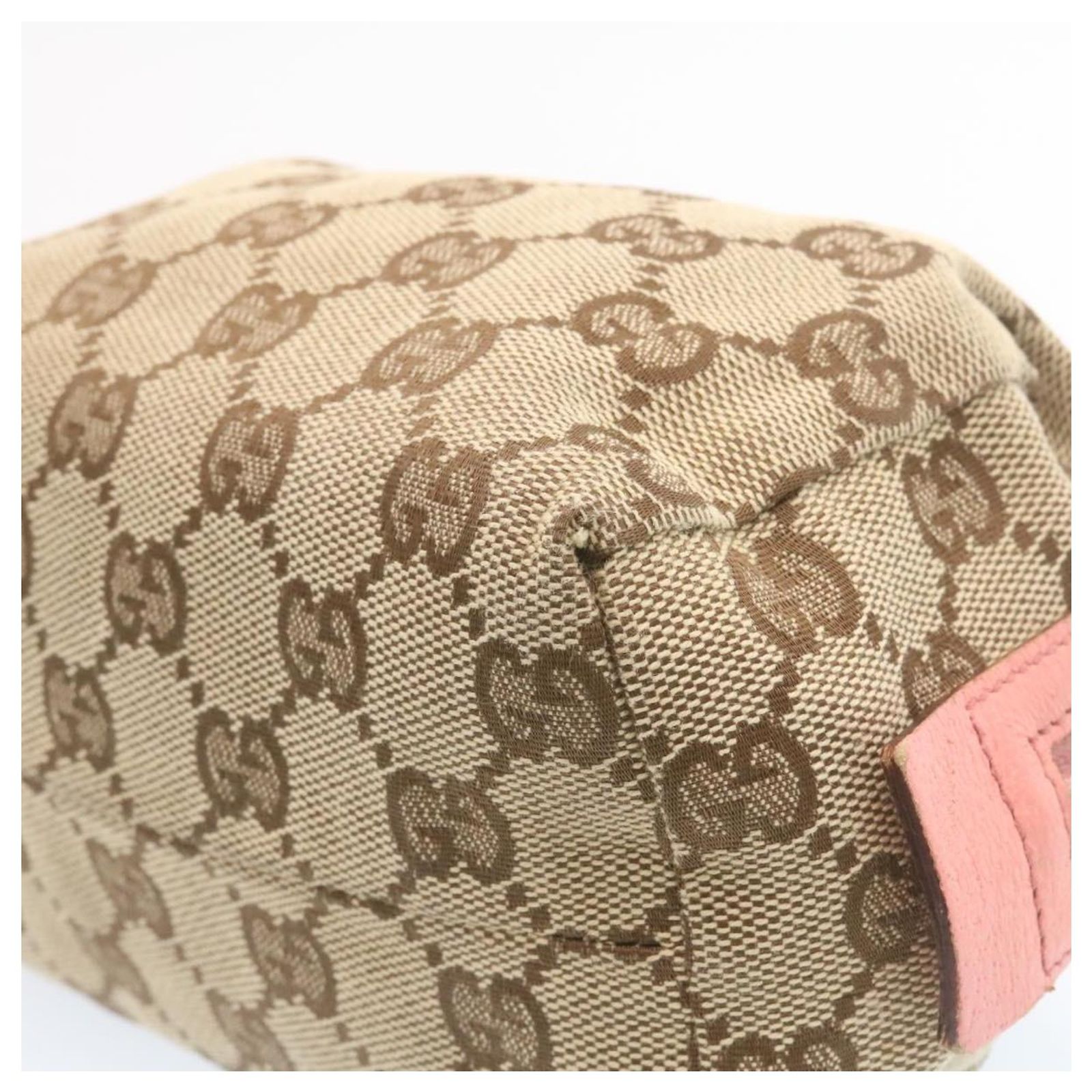 GUCCI GG Canvas Cosmetic Pouch Beige Pink Auth yk2235 Cloth ref 
