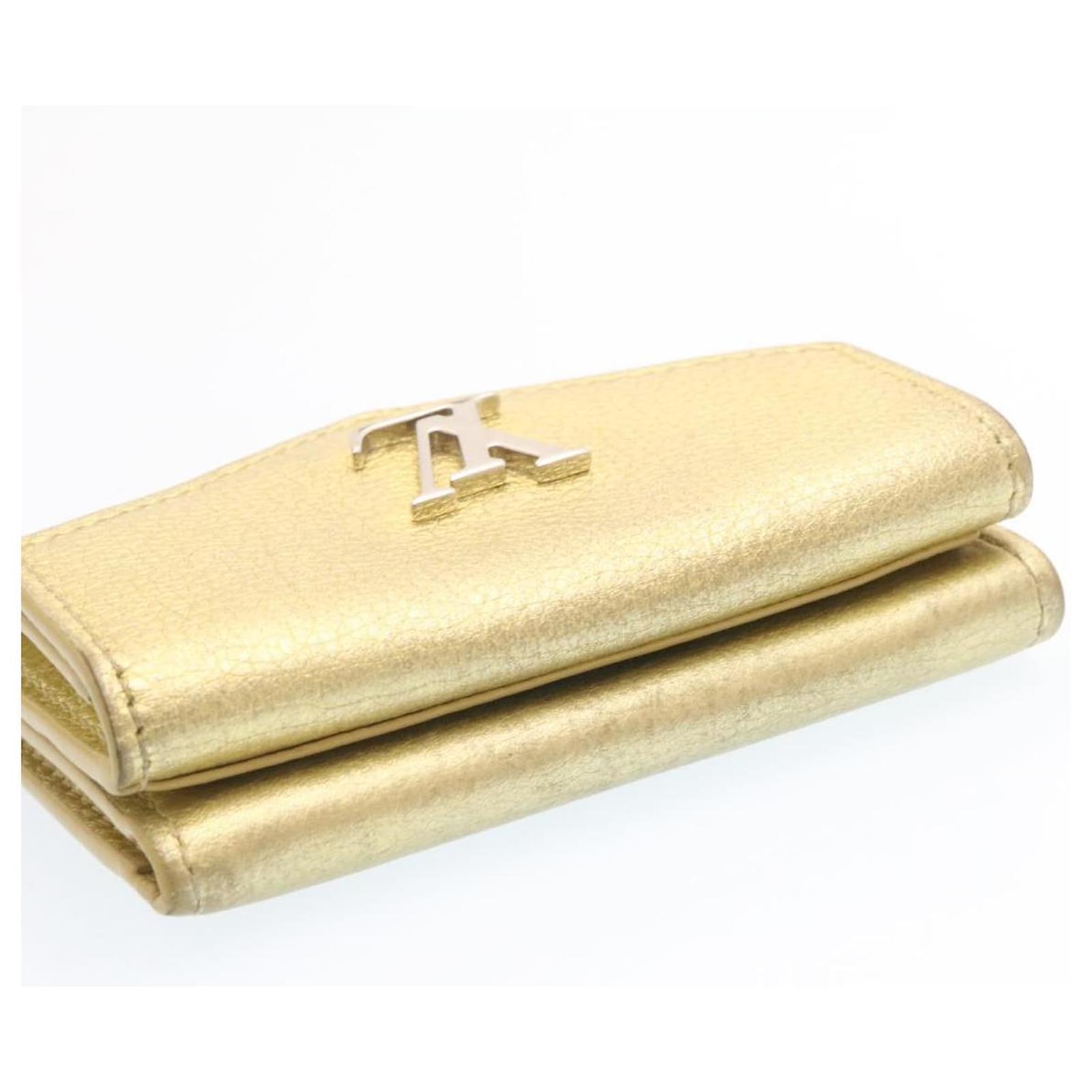 Auth Louis Vuitton Lockmini Wallet Leather Japan Limited Gold