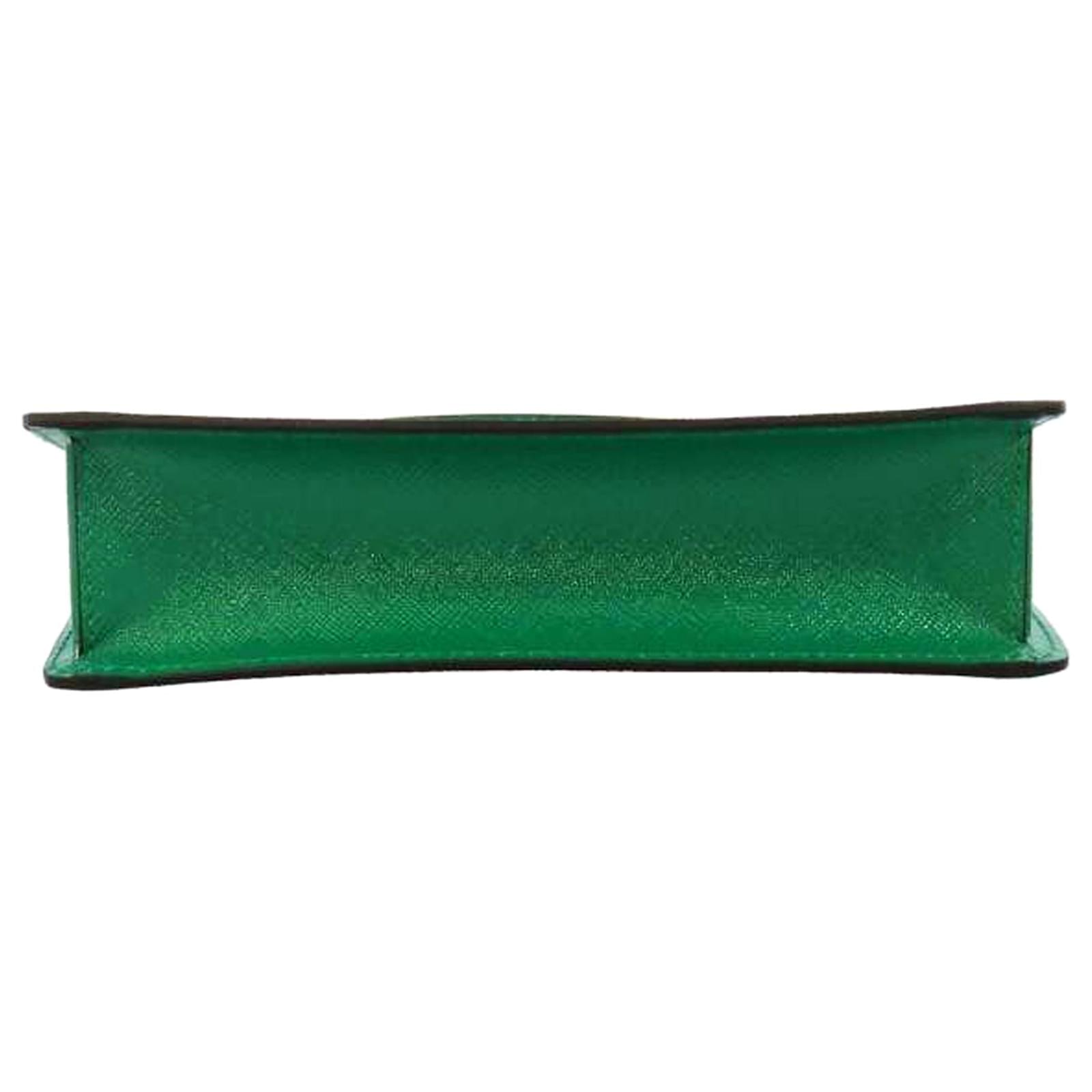 Prada Green Saffiano Chain Crossbody Bag Leather Pony-style