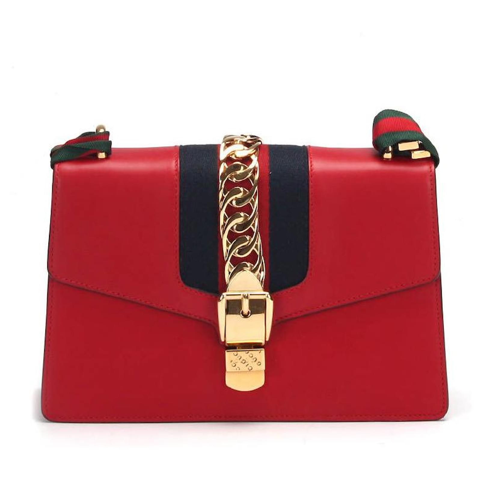 Gucci Small Sylvie Shoulder Bag in Red calf leather leather ref.381741 ...