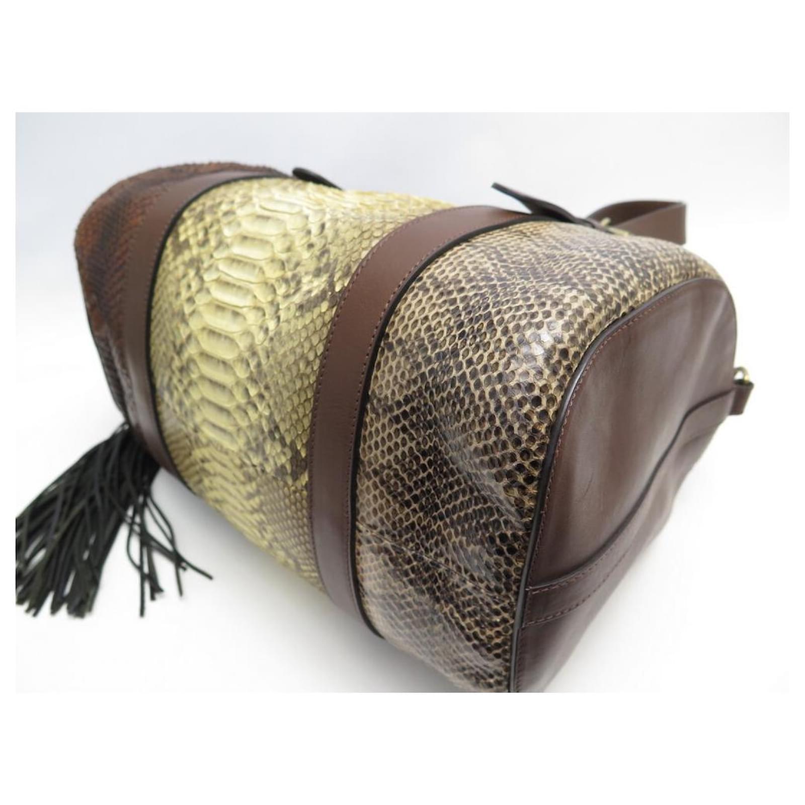 Chloé CHLOE SAM BOWLER BOWLING HANDBAG IN BROWN PYTHON LEATHER HAND BAG  PURSE Exotic leather ref.381765 - Joli Closet