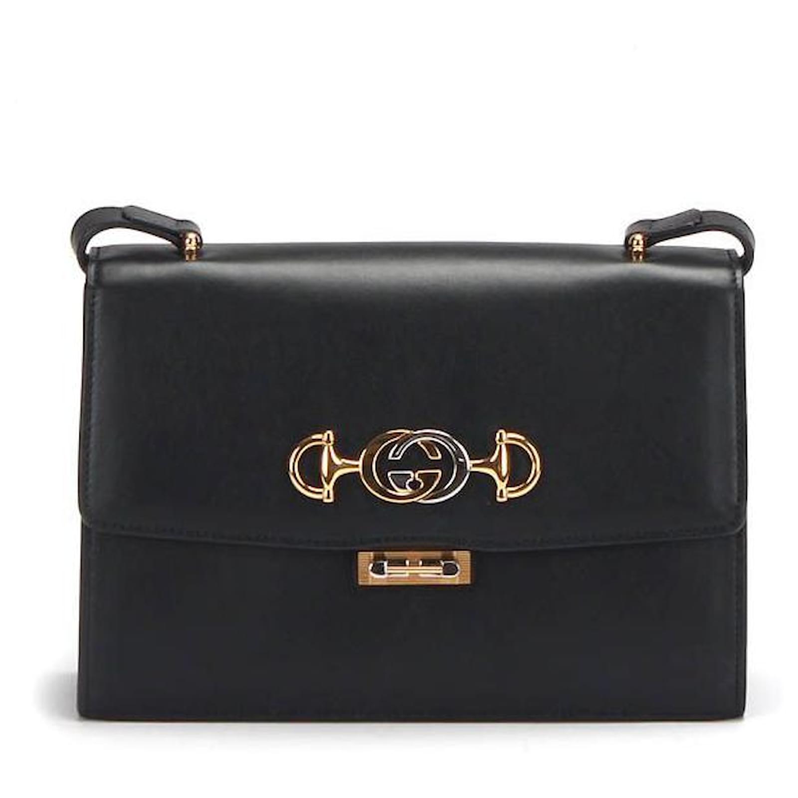 Gucci Small Zumi Leather Crossbody Bag in black calf leather leather