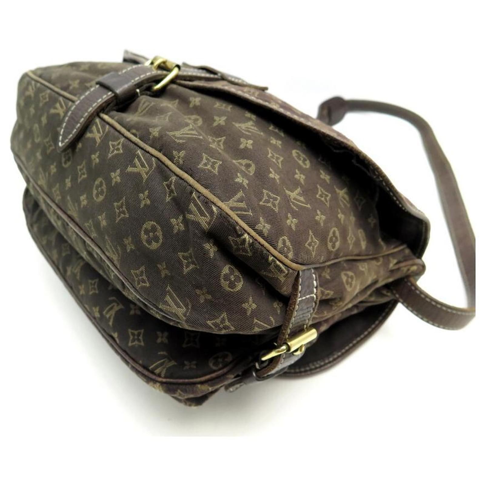 LOUIS VUITTON SAUMUR MM HANDBAG IN MINI LINEN CANVAS MONOGRAM