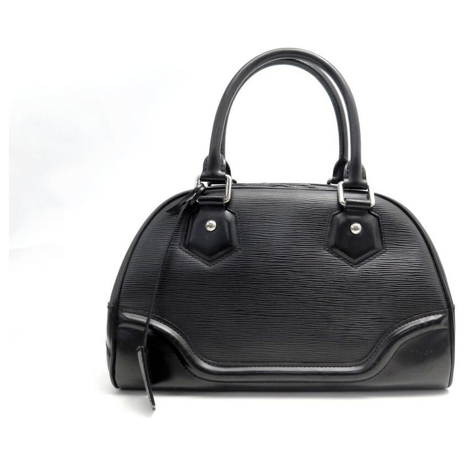 LOUIS VUITTON MONTAIGNE SMALL HANDBAG IN BLACK EPI LEATHER + HAND