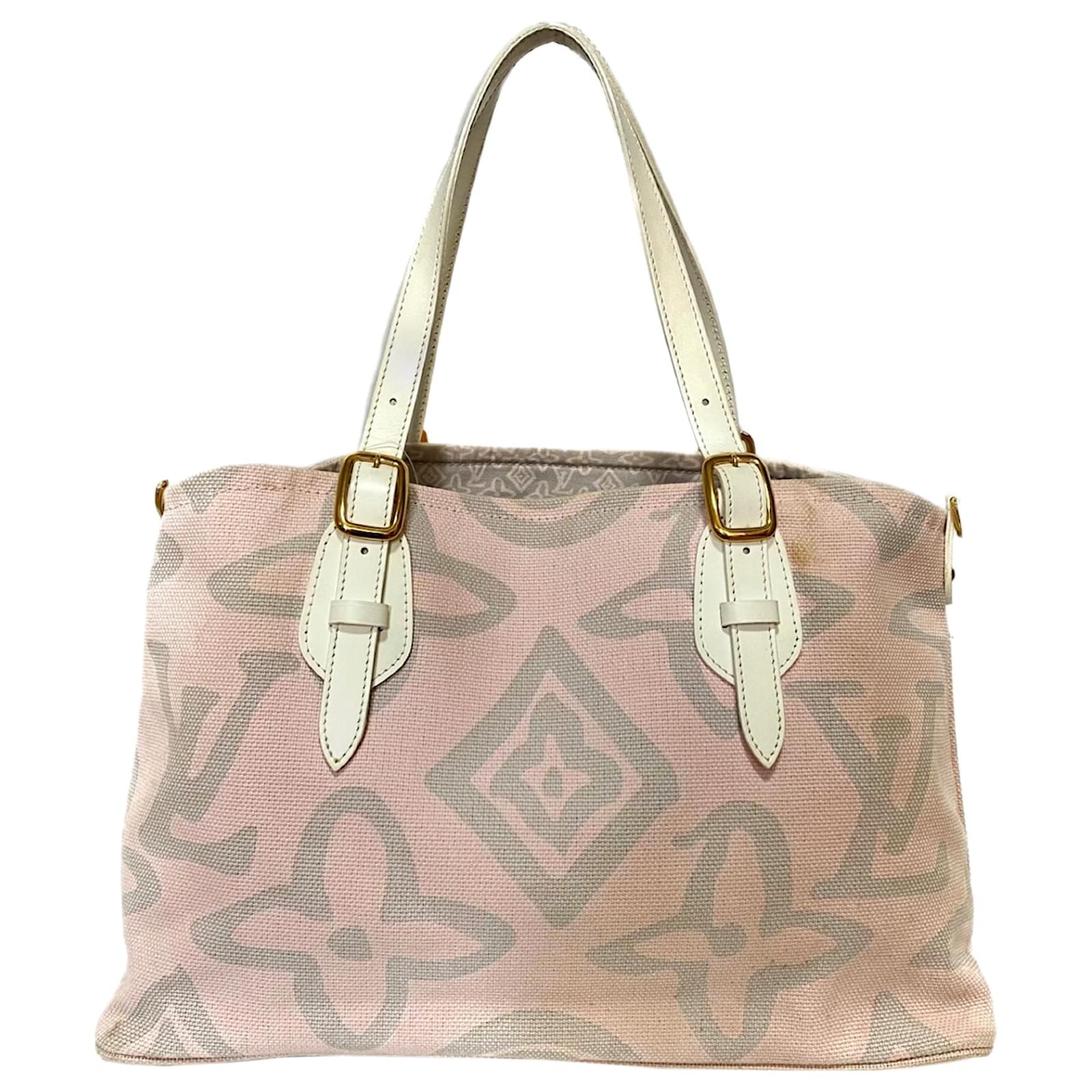 Louis Vuitton Pink Tahitienne Cabas PM White Leather Cloth Pony-style  calfskin Cloth ref.490578 - Joli Closet