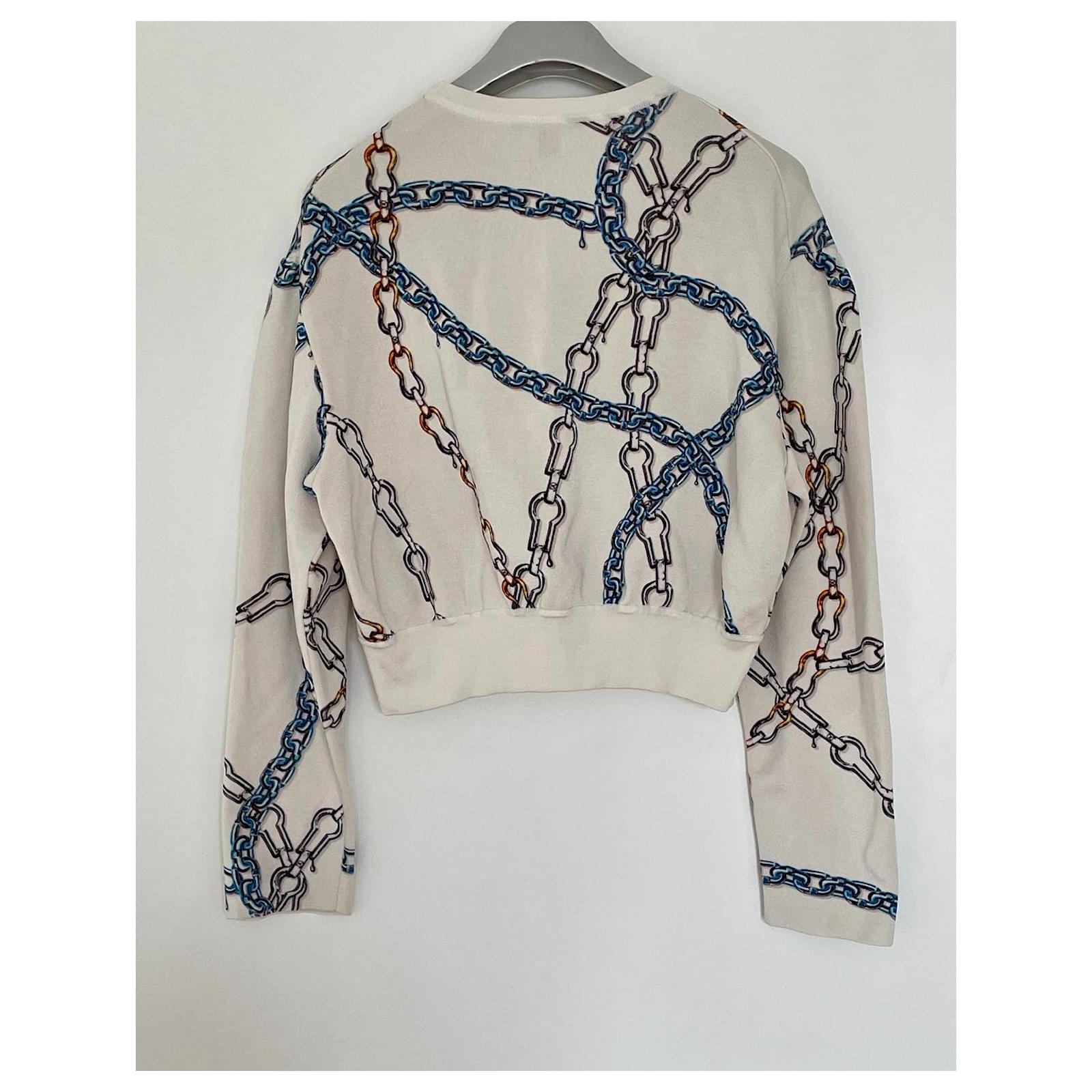 Louis Vuitton Chain motif sweater Cream Wool ref.384218 - Joli Closet