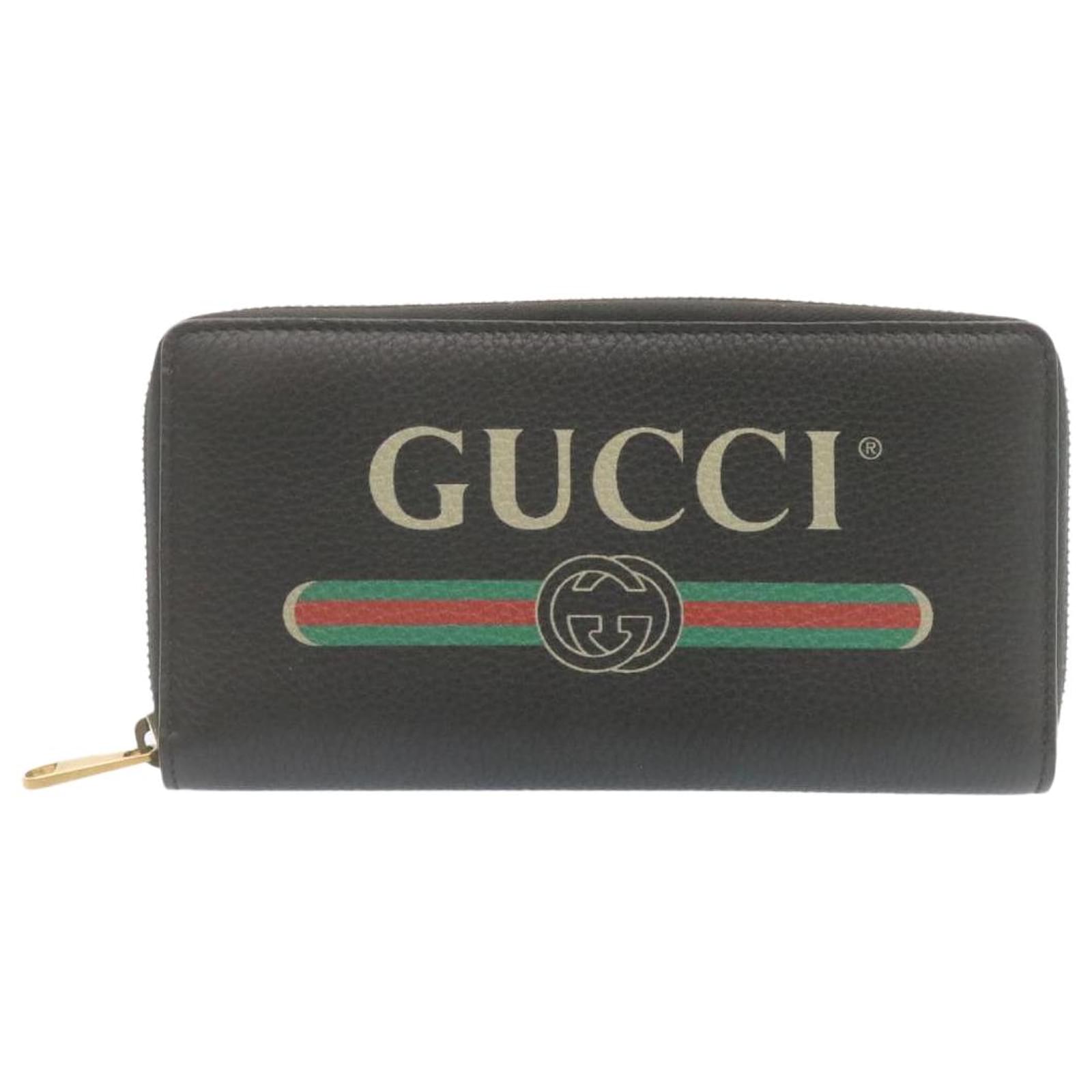 Gucci Web Guccissima Leather Zip Around Wallet Black