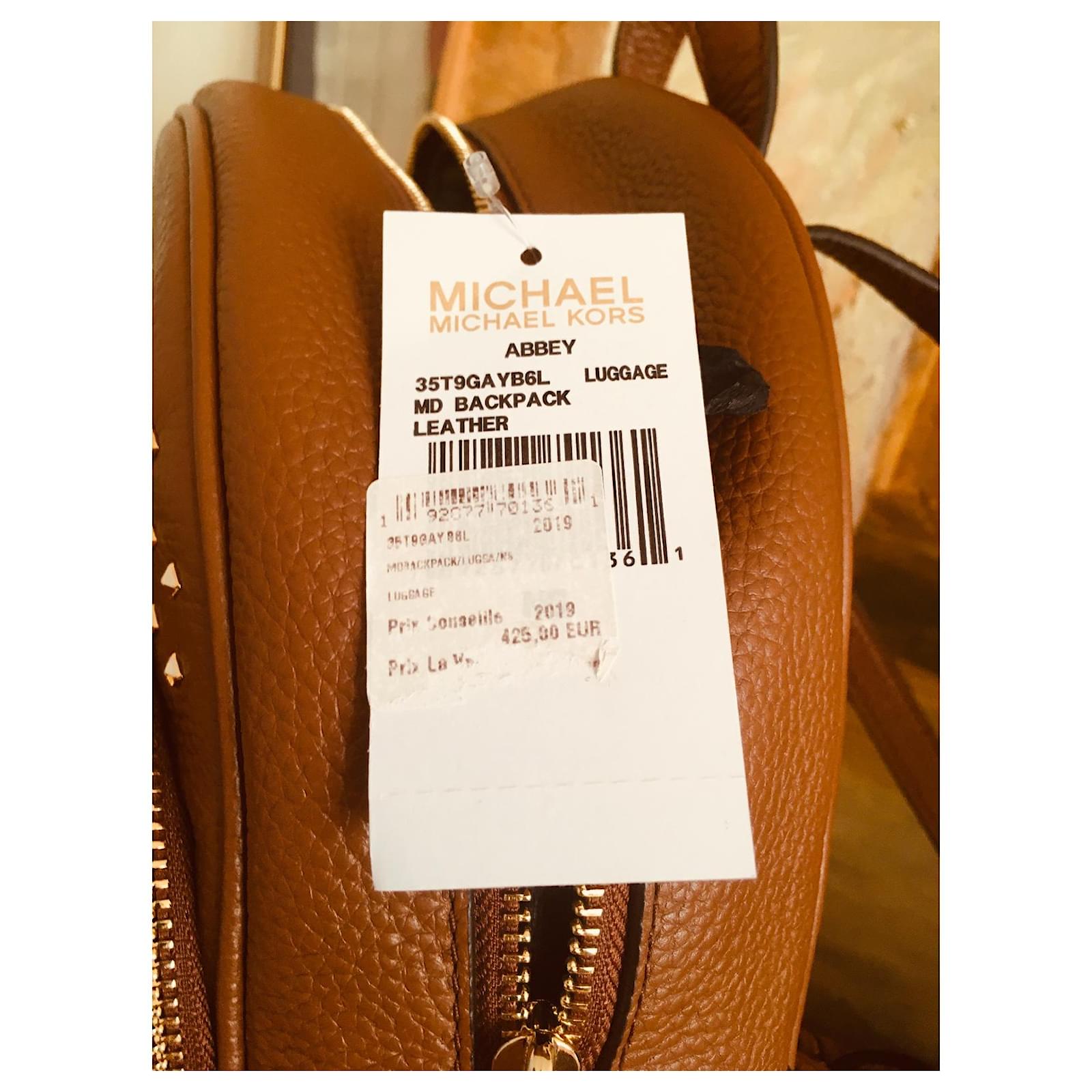 Michael Kors Abbey Studded Medium Brown Golden Cognac Light brown