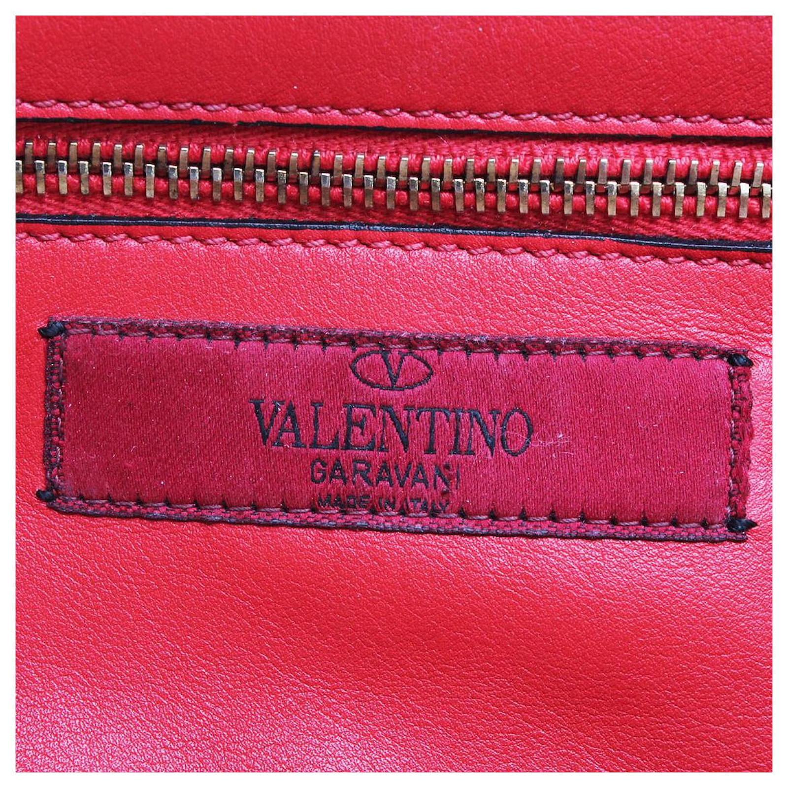 Valentino Rockstud Leather Tote Bag in red Lambskin ref.386000