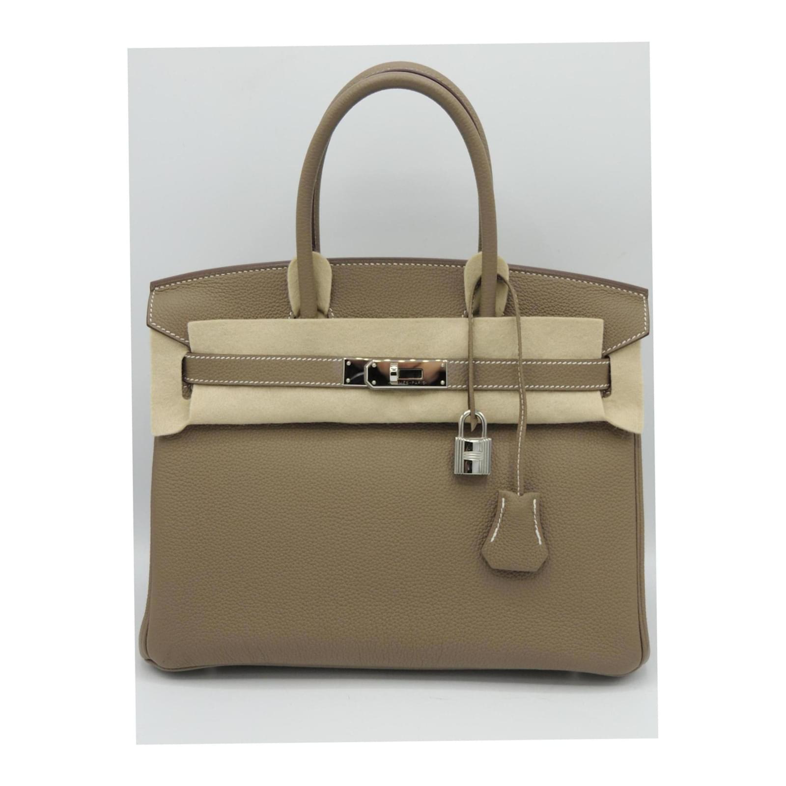 Hermès birkin bag 30 TOGO CABLE Silvery Grey Leather ref.388357 - Joli  Closet