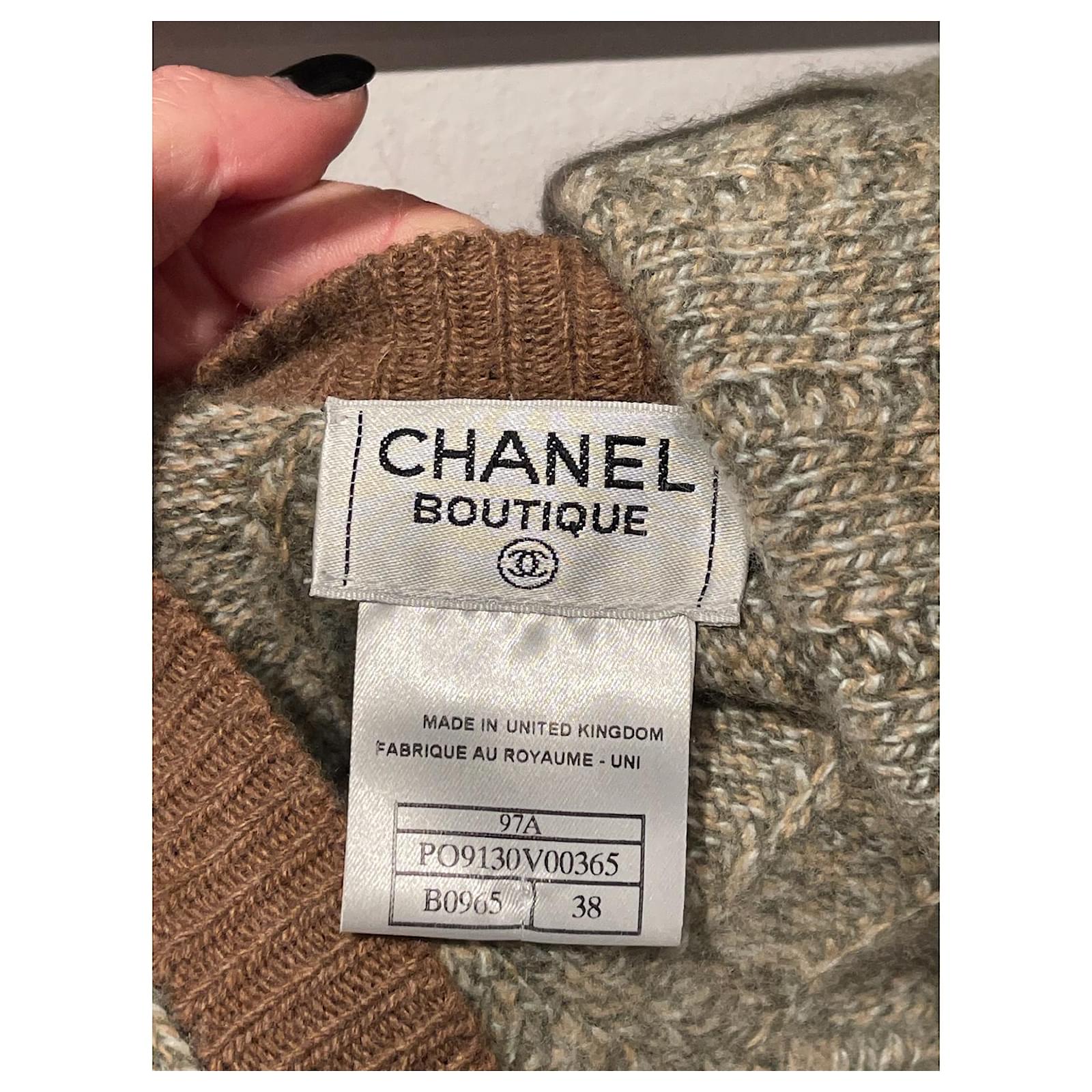 Chanel Twin set Brown Grey Cashmere Joli Closet