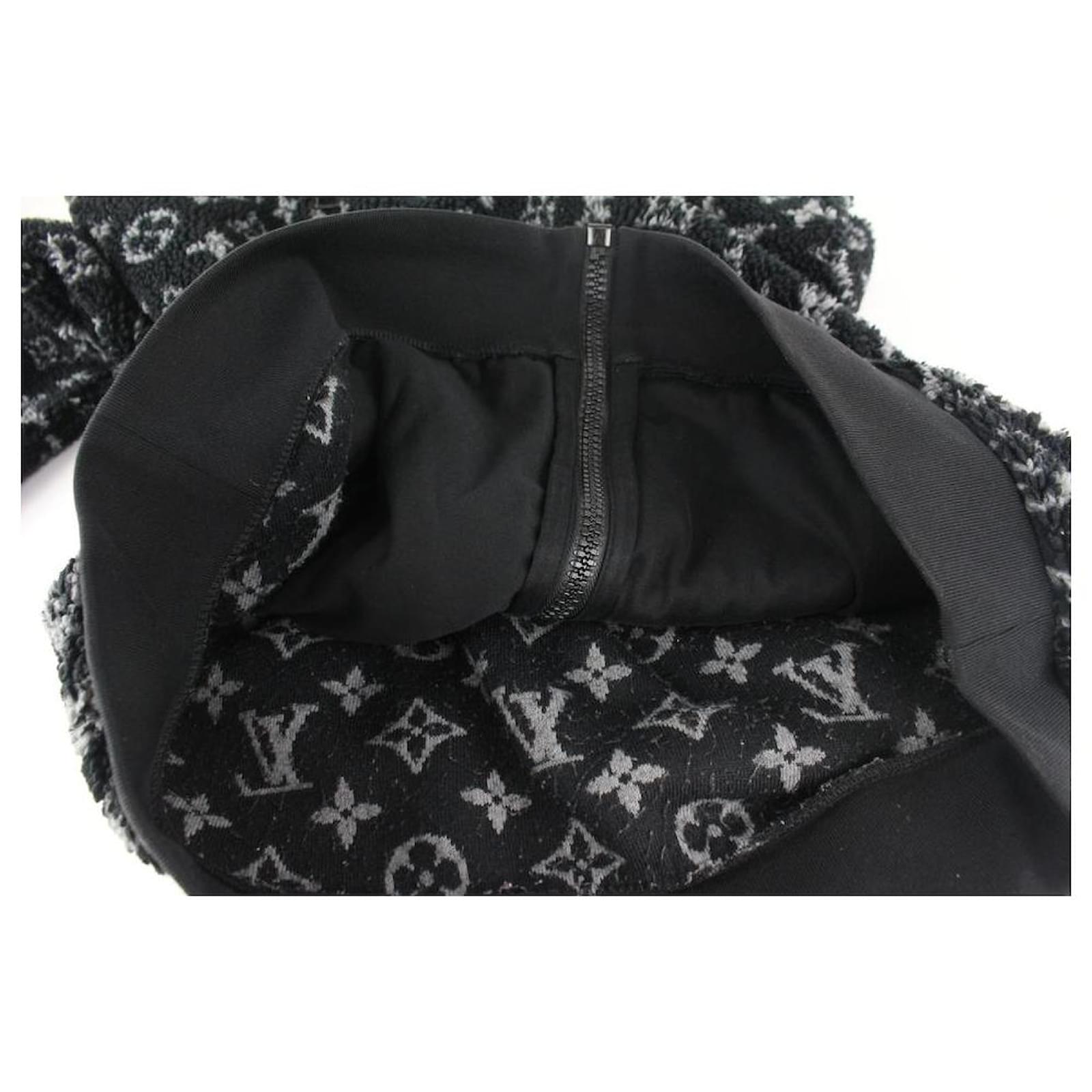 Men's XL Black x Grey Monogram Teddy Jacket Fleece Zip Up