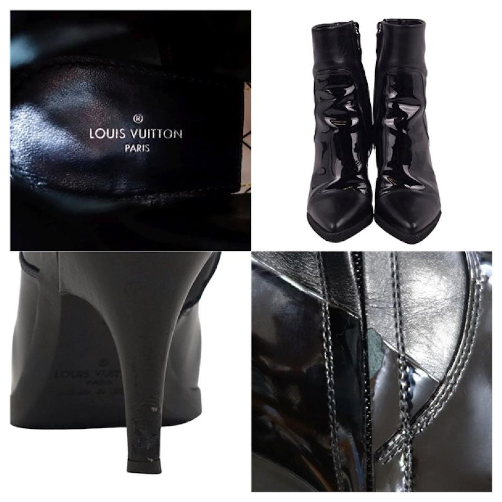 Usado] Louis Vuitton LOUIS VUITTON botas de tiro con cremallera lateral  bombas de charol zapatos italianos cuero de mujer negro talla 35 (22 cm  equivalente) ref.388544 - Joli Closet